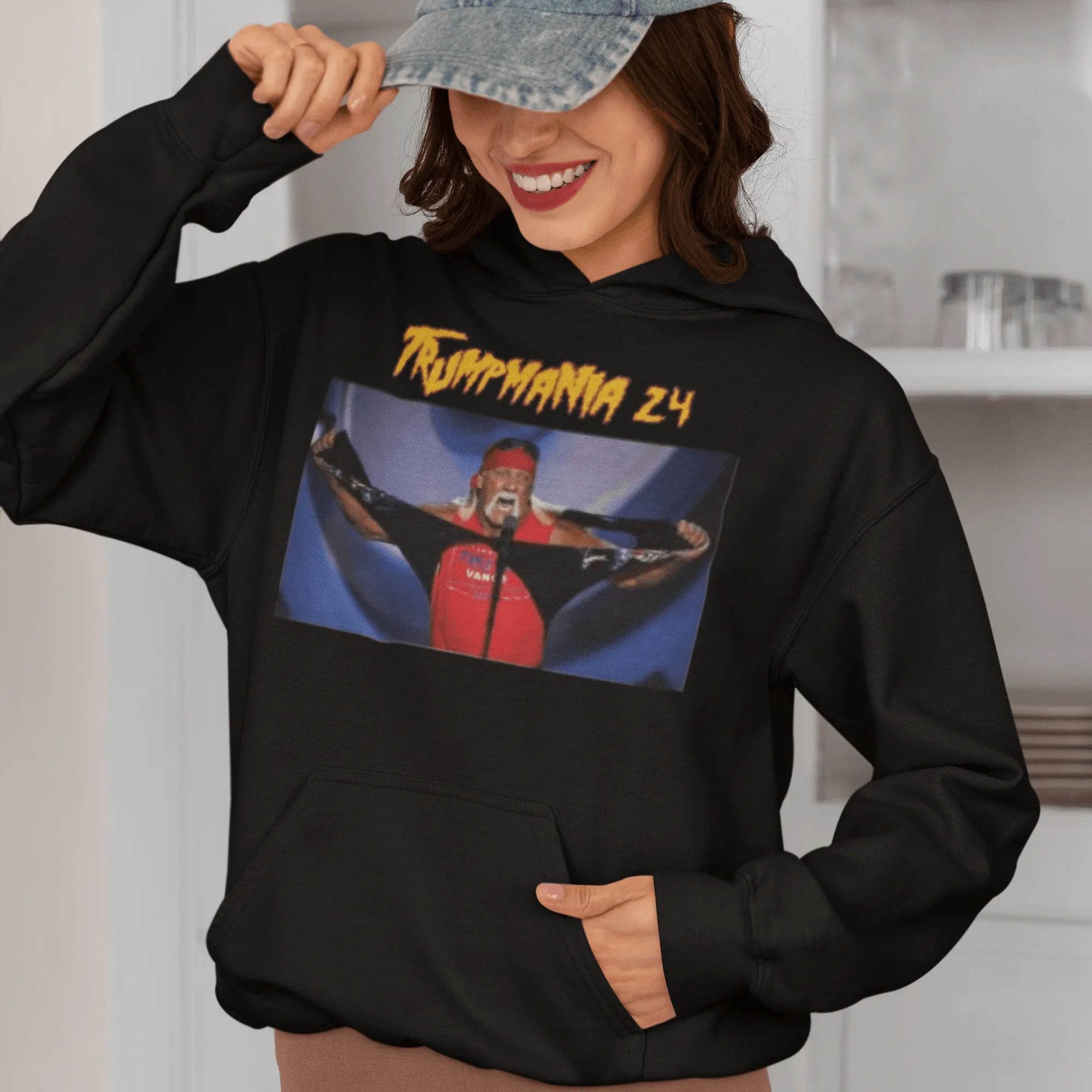 Hulk Hogan Hoodie Trumpmania 24 Midweight Blended Cotton Unisex Pullover