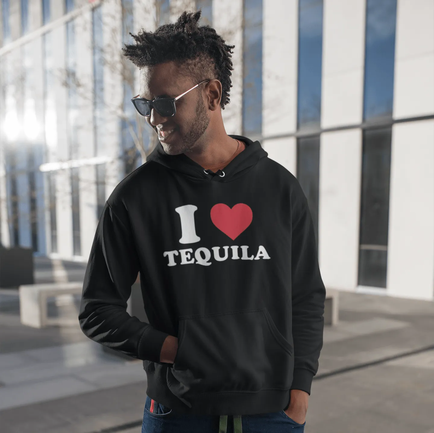 I Love Tequila Hoodie Midweight Blended Cotton Unisex Pullover