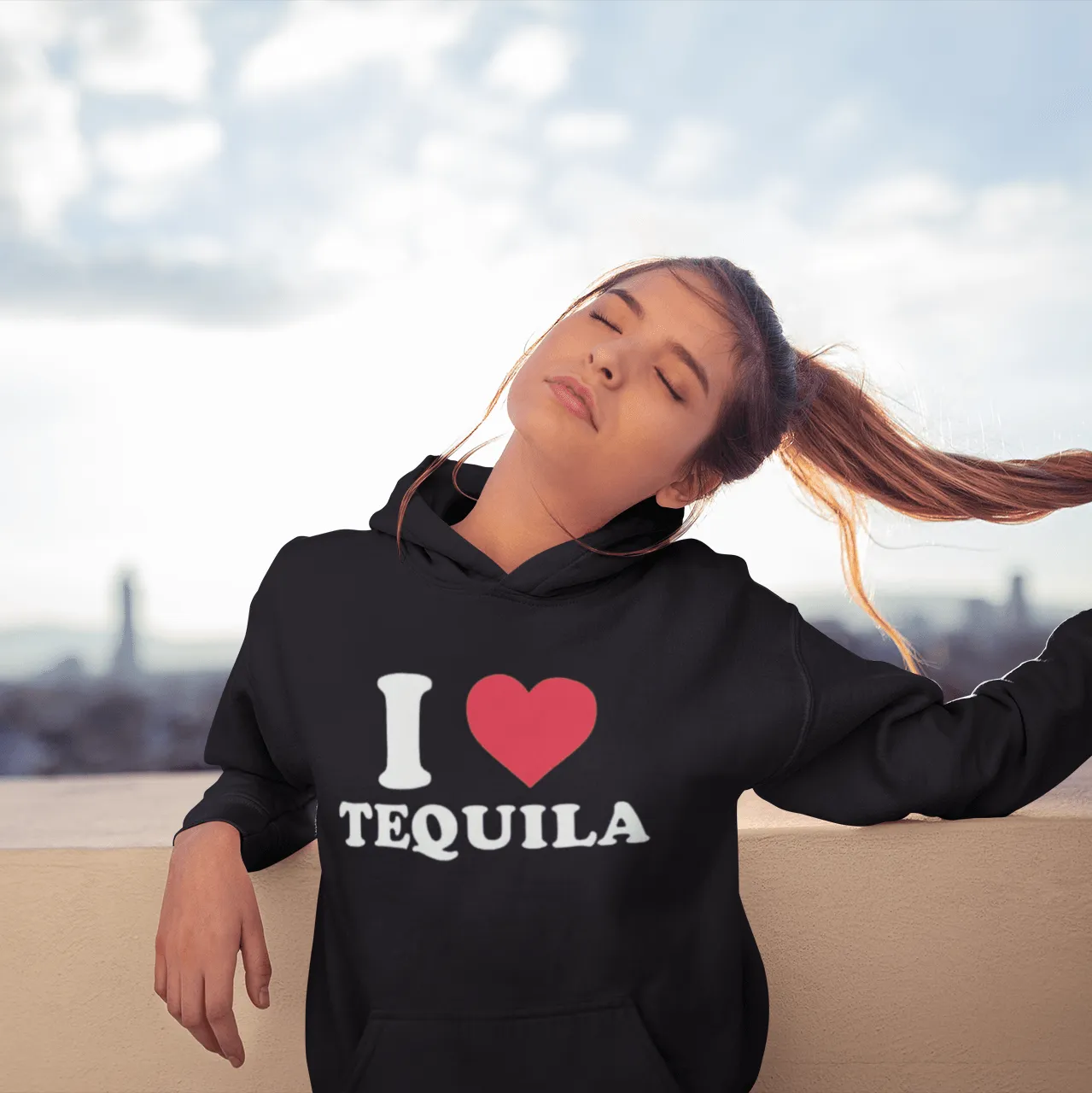 I Love Tequila Hoodie Midweight Blended Cotton Unisex Pullover