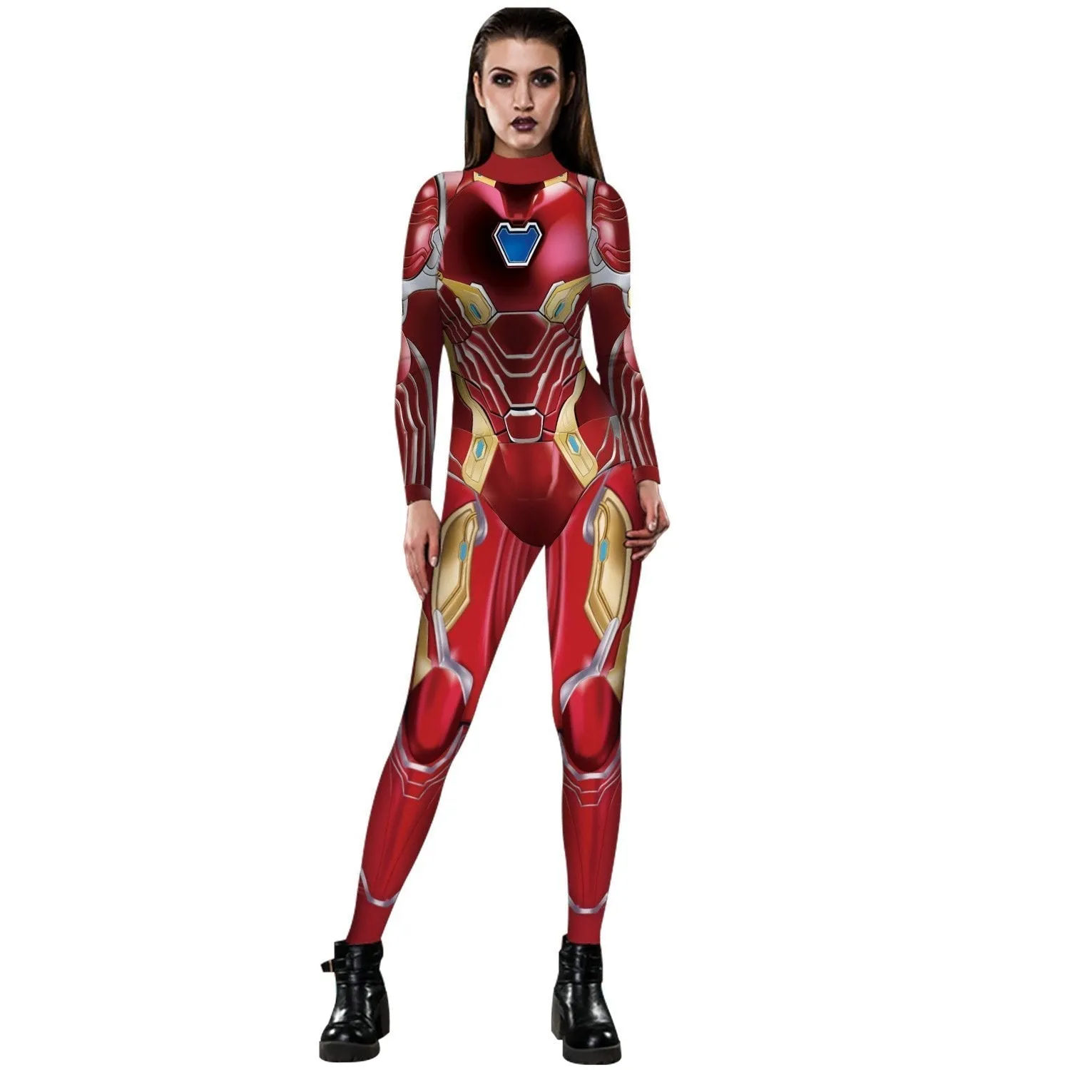 Iron Man Outfits Halloween Cosplay Costume Bodycon Women Jumpsuit