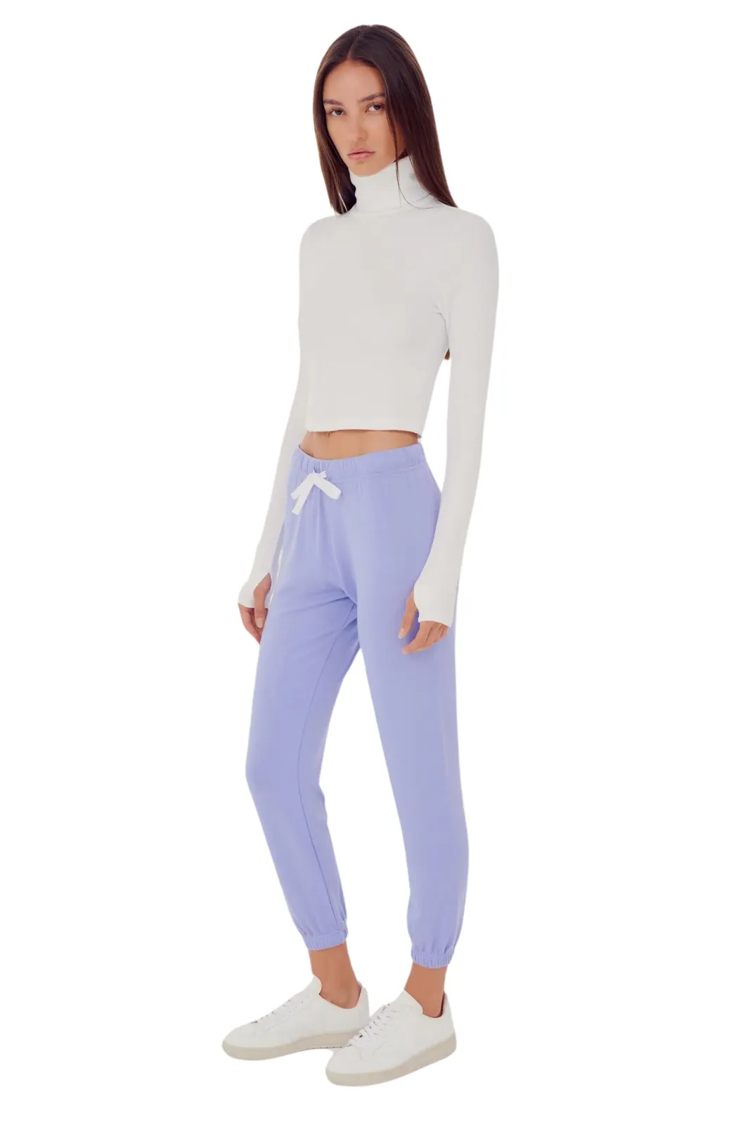 Jackson Rib Cropped Turtleneck, White