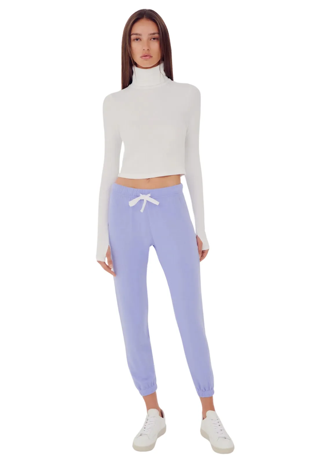 Jackson Rib Cropped Turtleneck, White