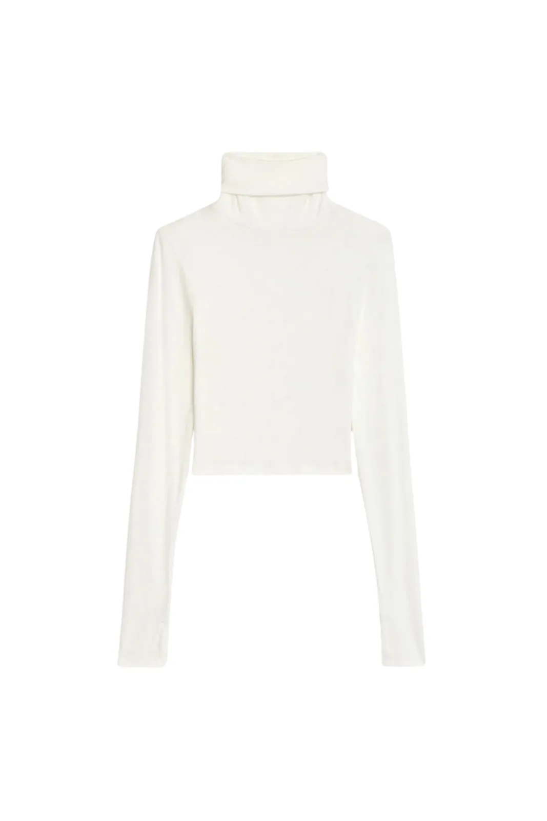 Jackson Rib Cropped Turtleneck, White