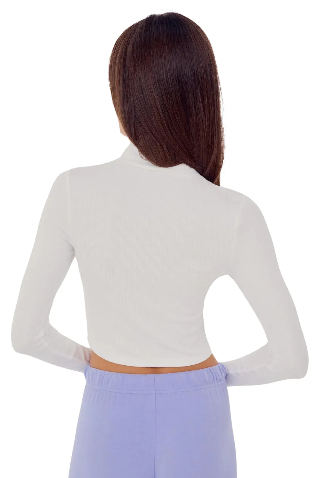 Jackson Rib Cropped Turtleneck, White