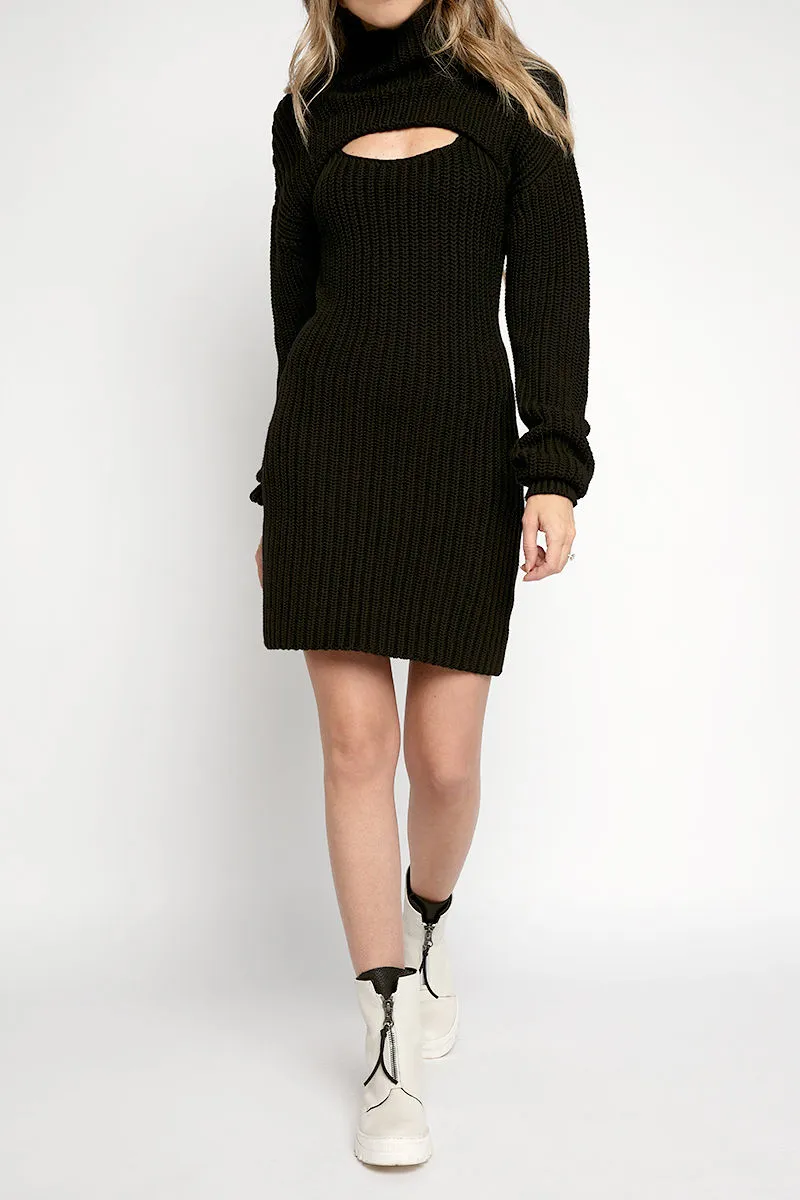 Jady Cropped Sweater with Dress in Black