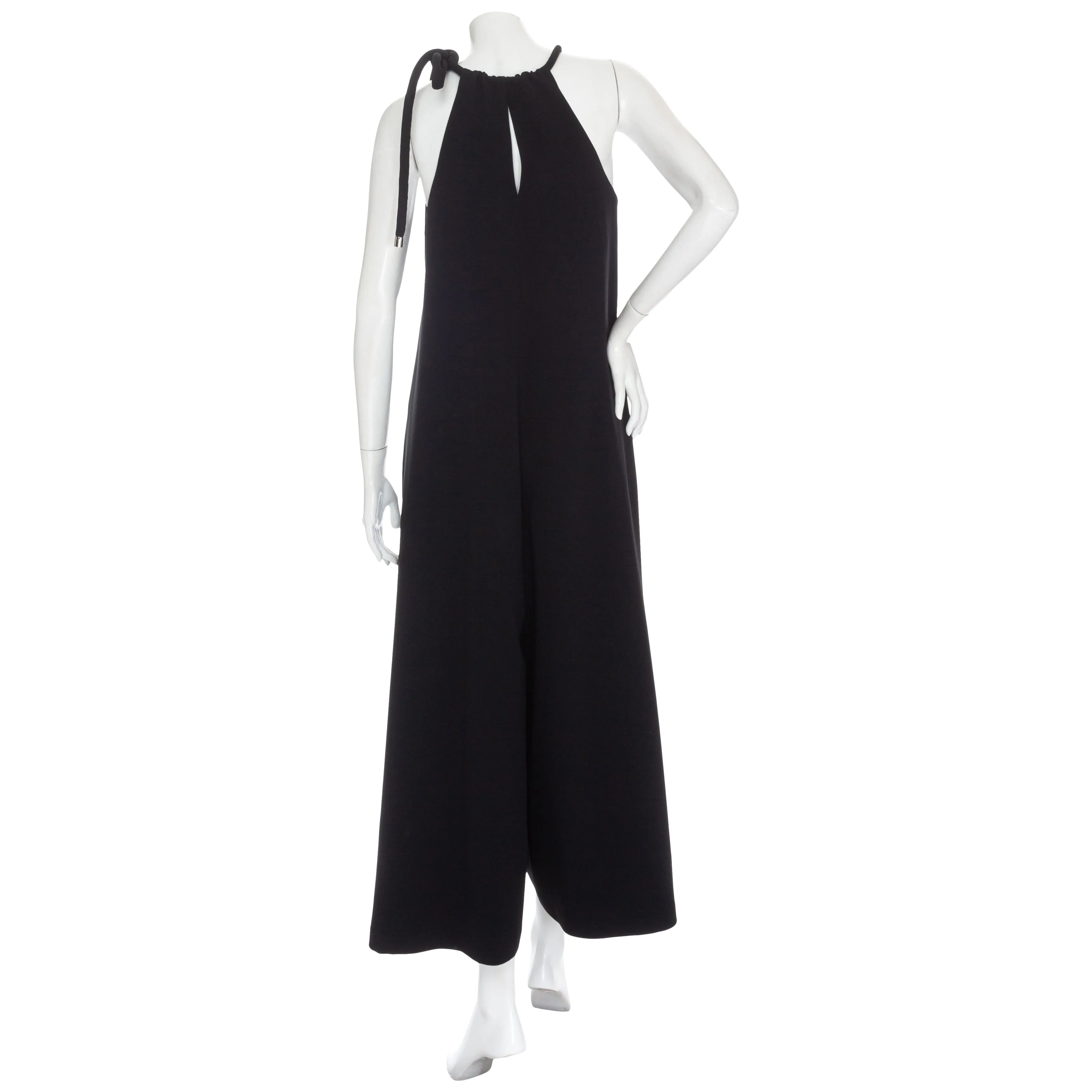 Japron Black Stretch Cady Halterneck Wide-Leg Jumpsuit