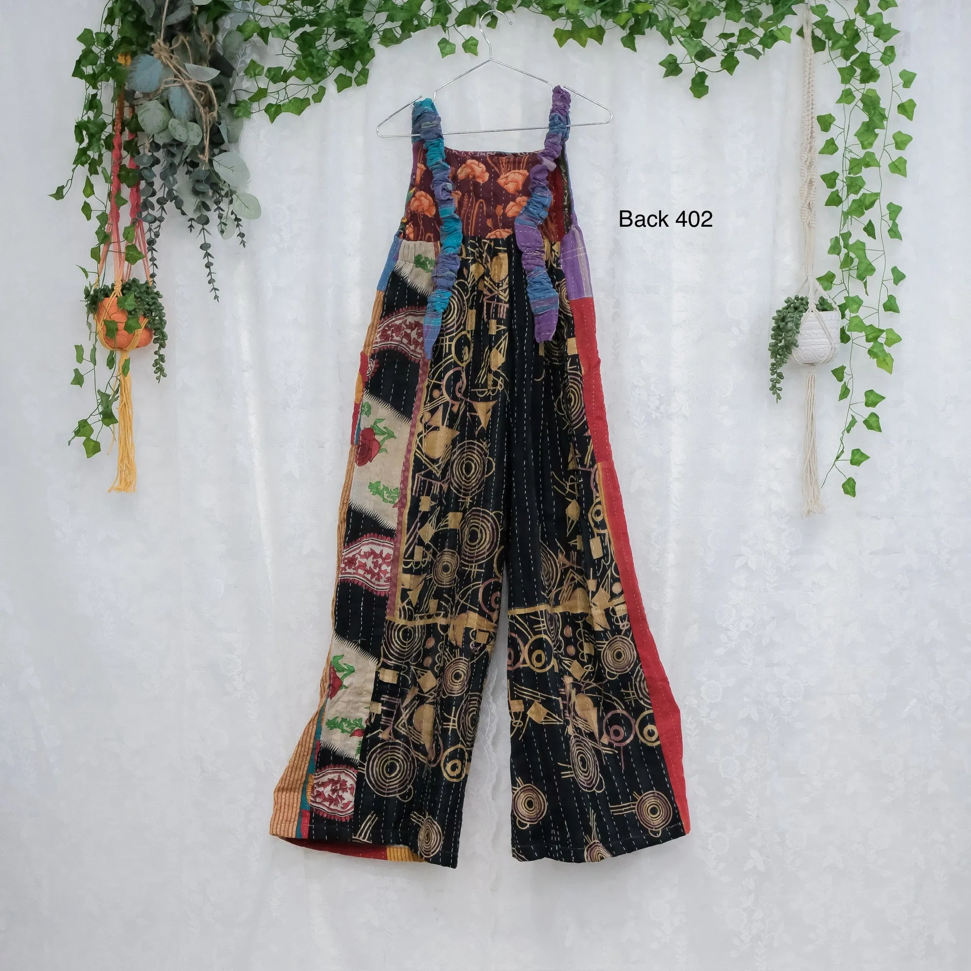 Kantha Boho Wide Leg Jumpsuit with Pockets