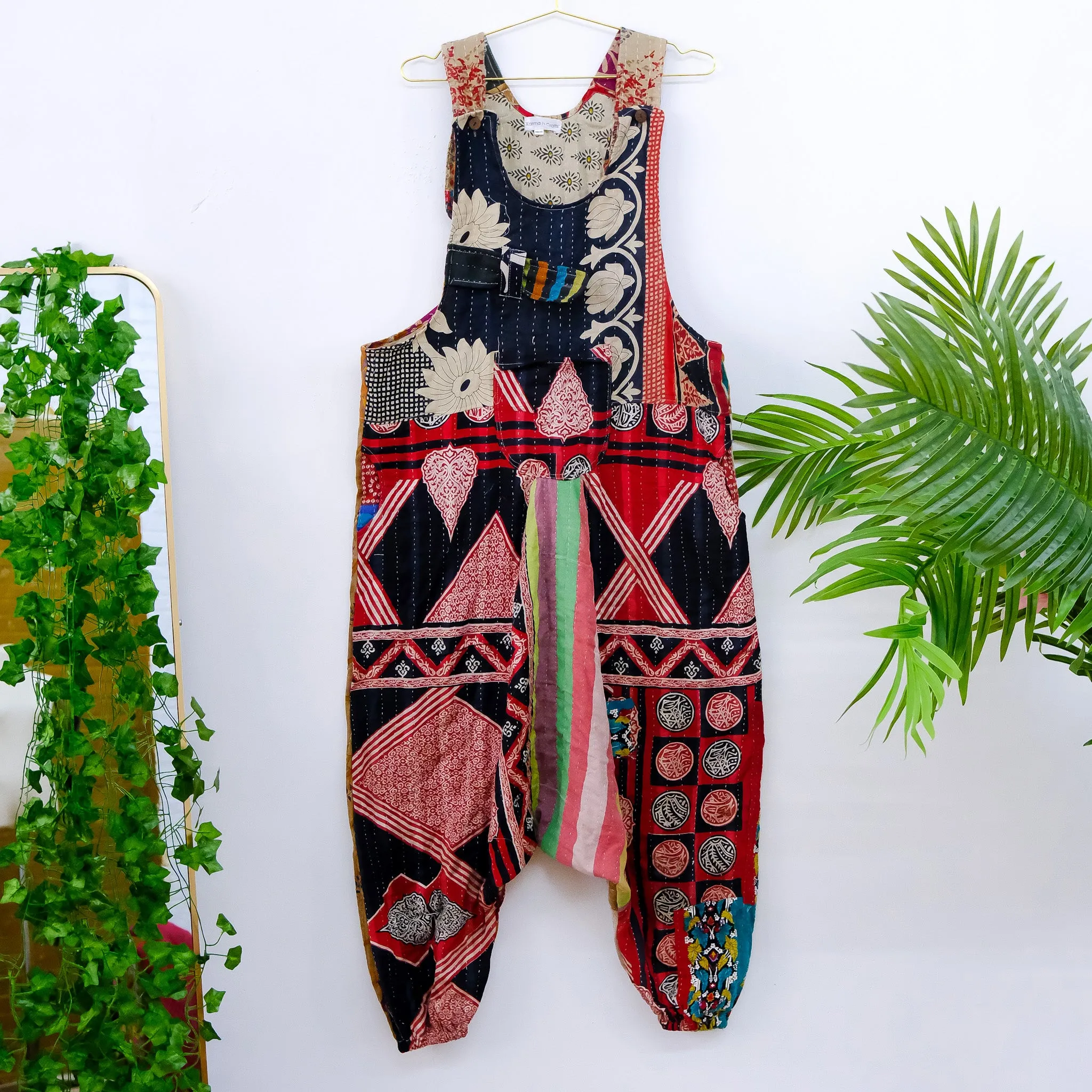 Kantha Harem Boho Jumpsuit with Pockets