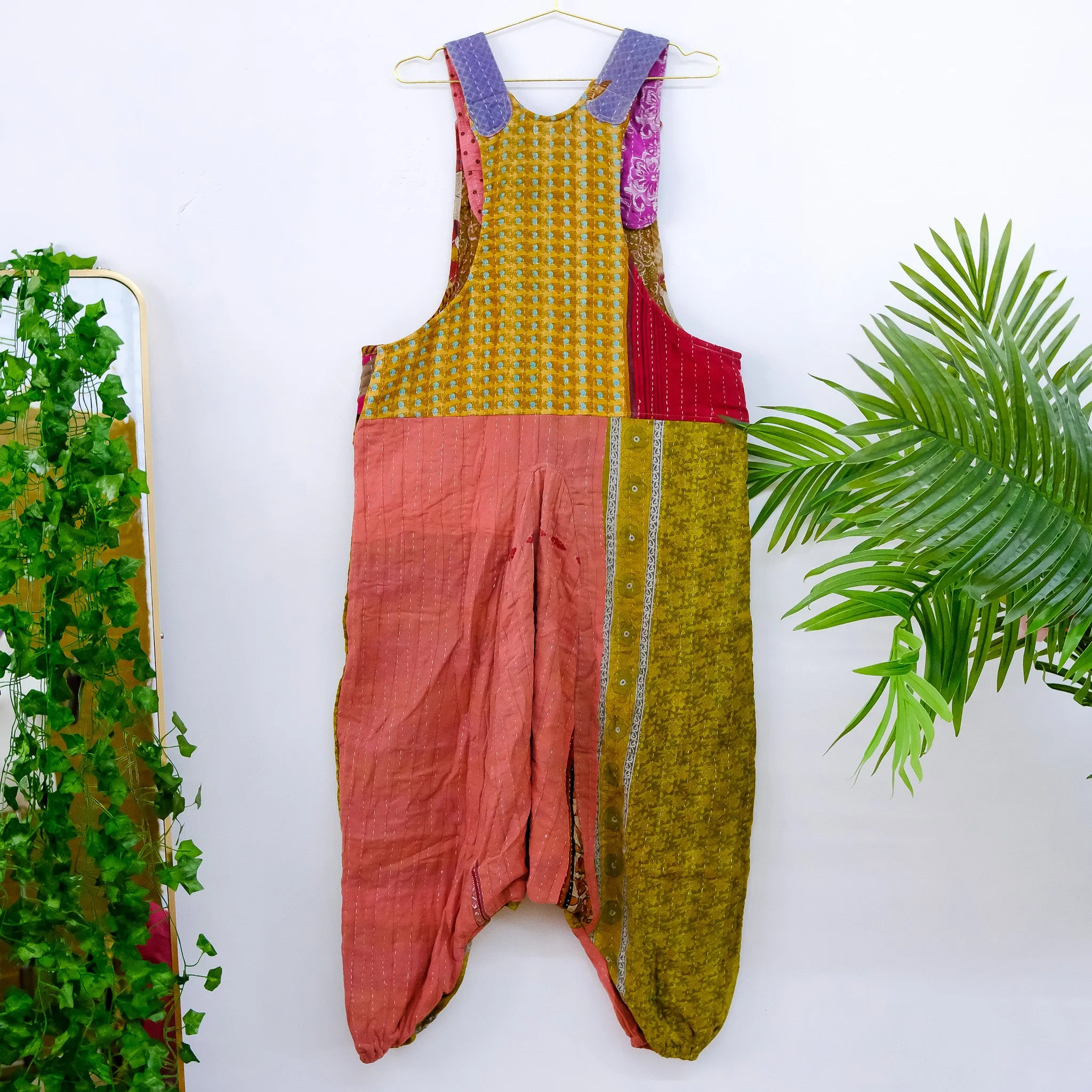 Kantha Harem Boho Jumpsuit with Pockets