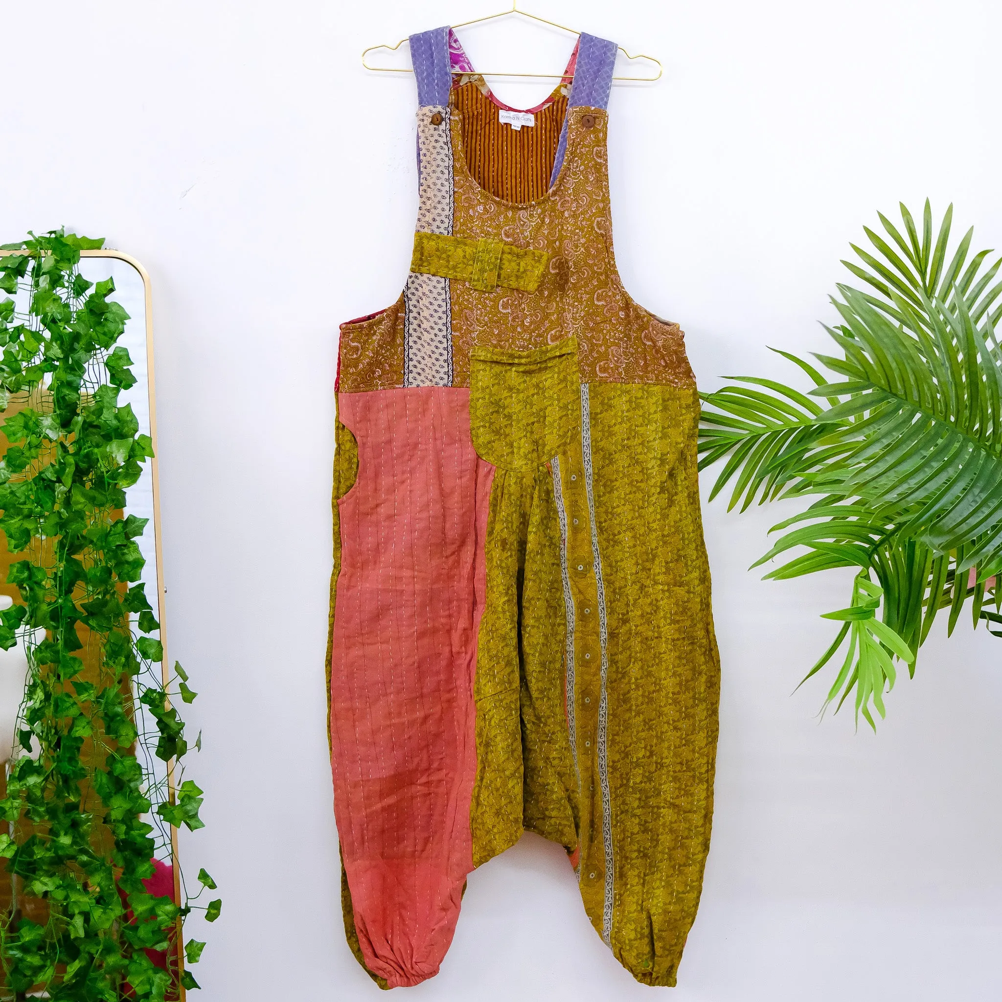 Kantha Harem Boho Jumpsuit with Pockets