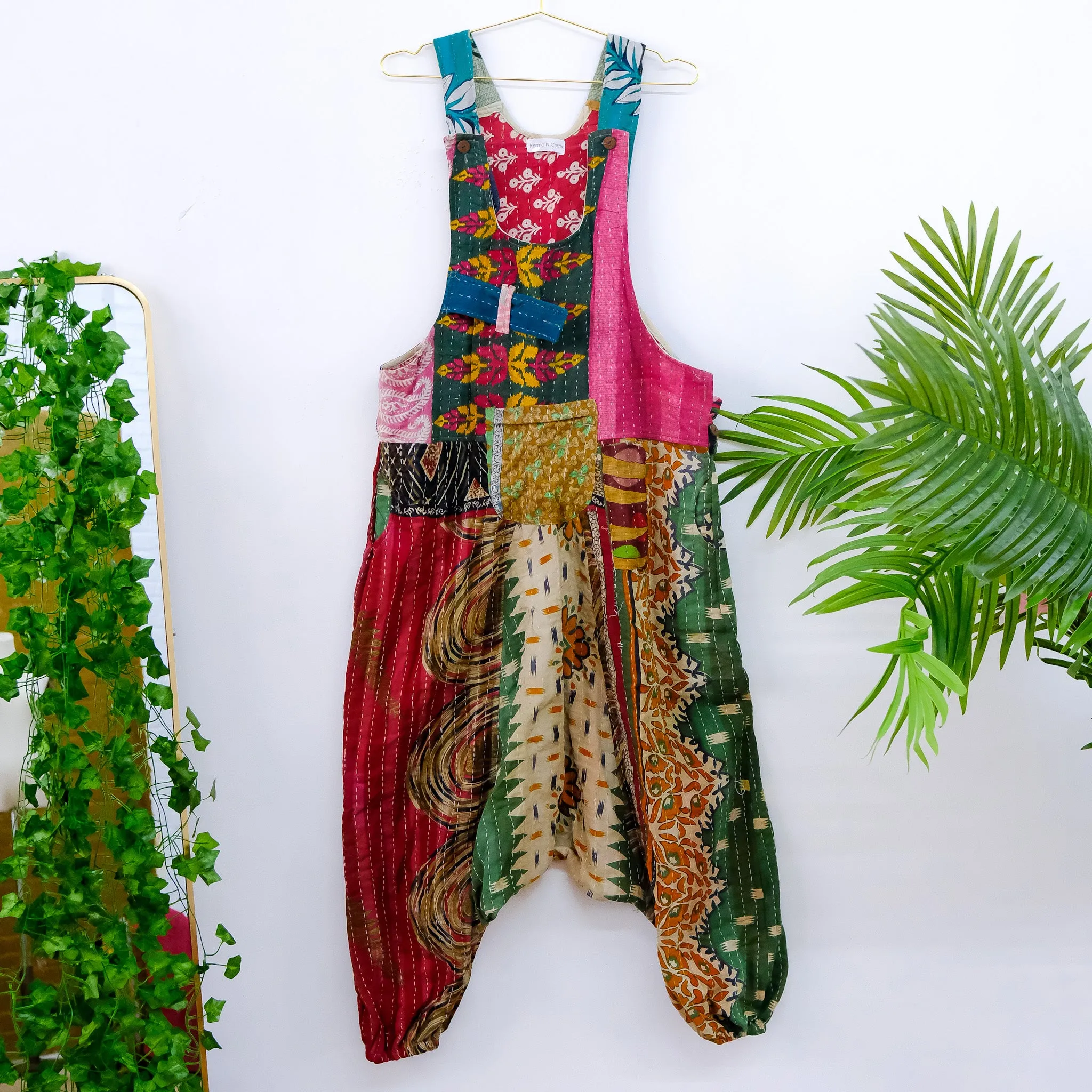 Kantha Harem Boho Jumpsuit with Pockets