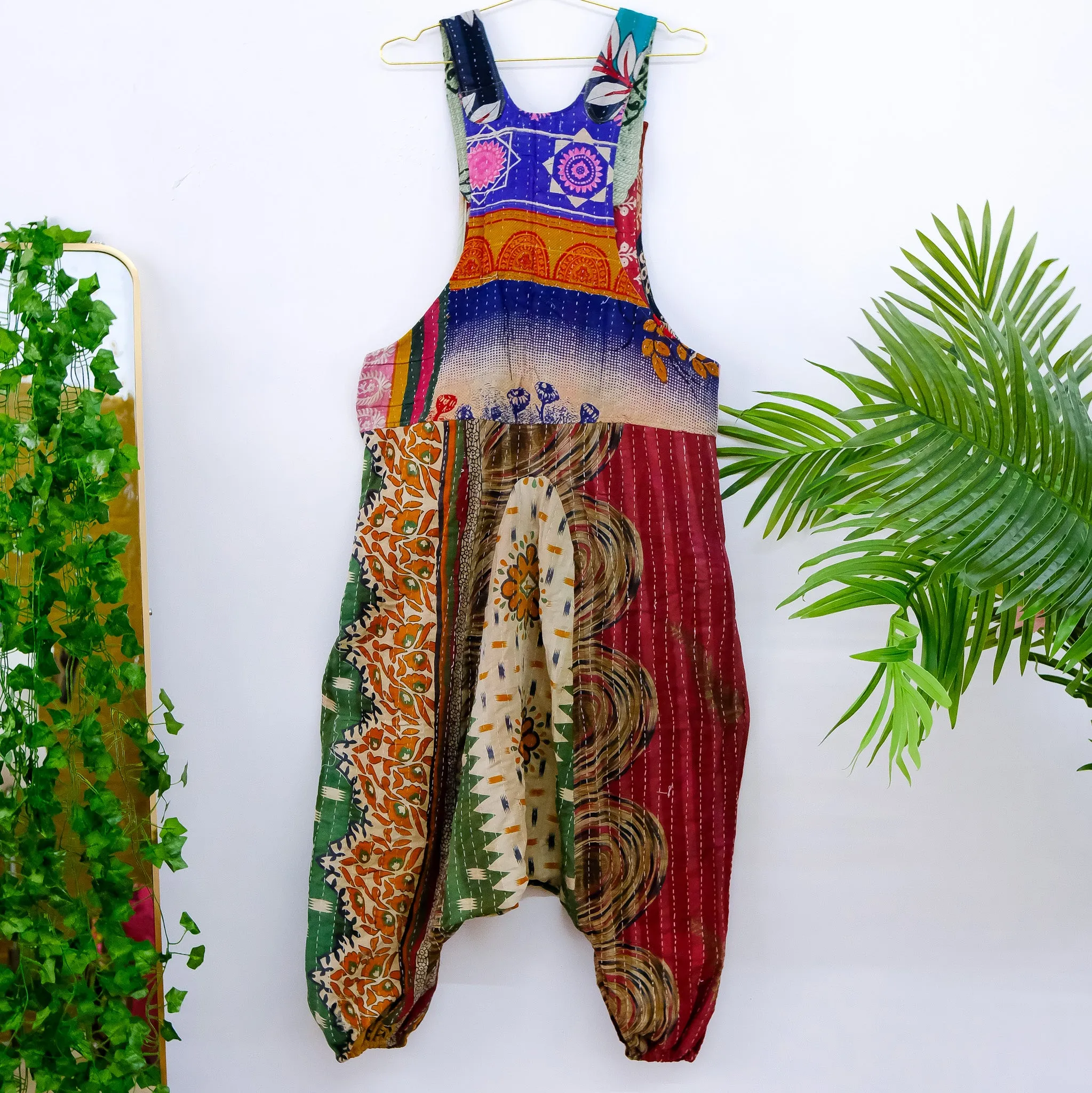 Kantha Harem Boho Jumpsuit with Pockets