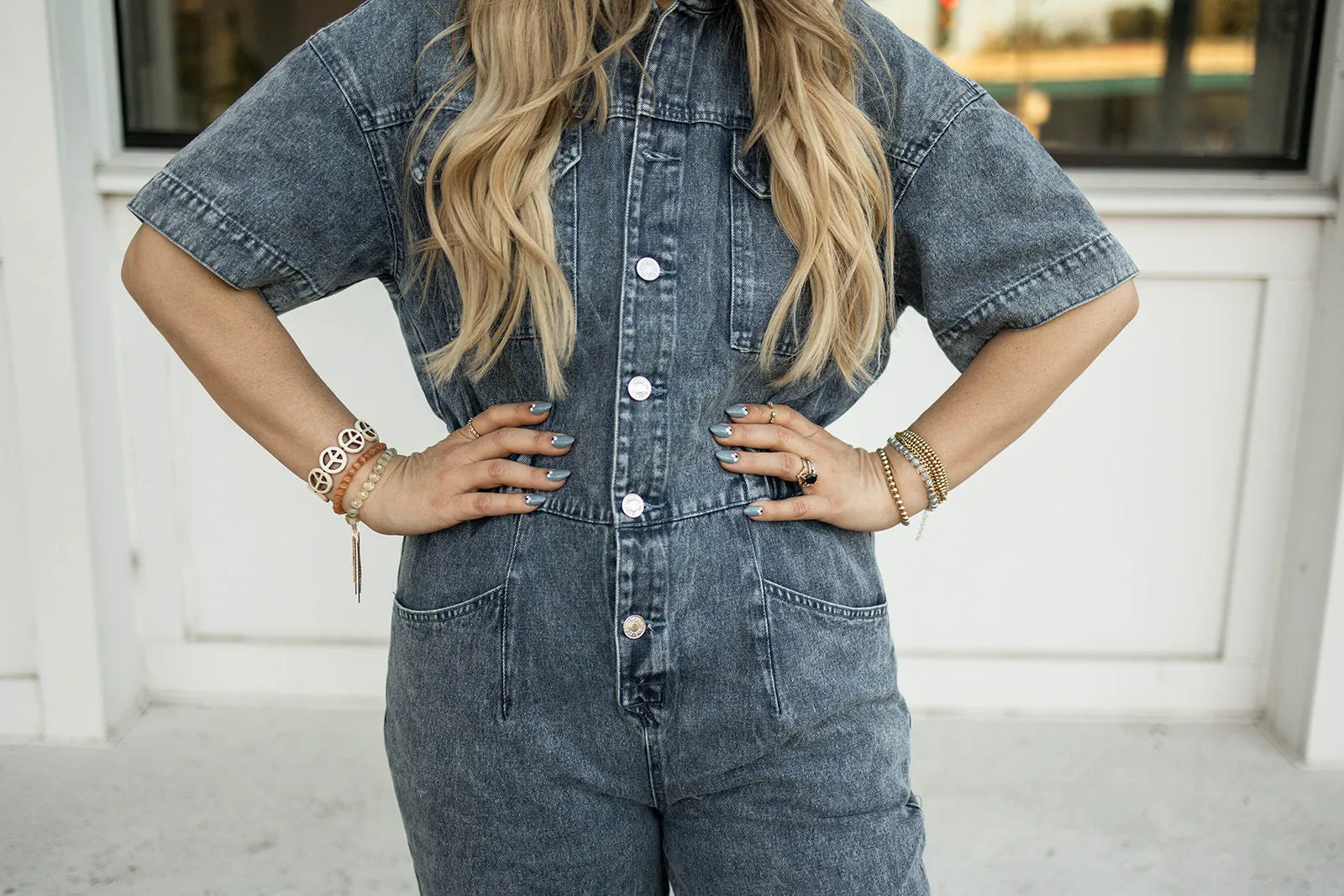 korina short sleeve denim jumpsuit