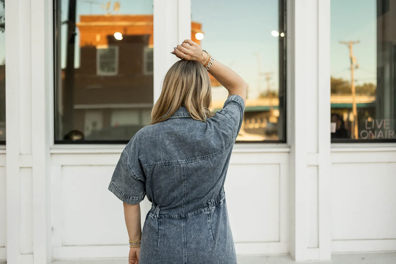 korina short sleeve denim jumpsuit