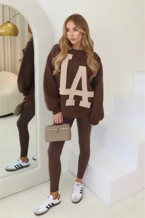 LA chocolate and beige sweater