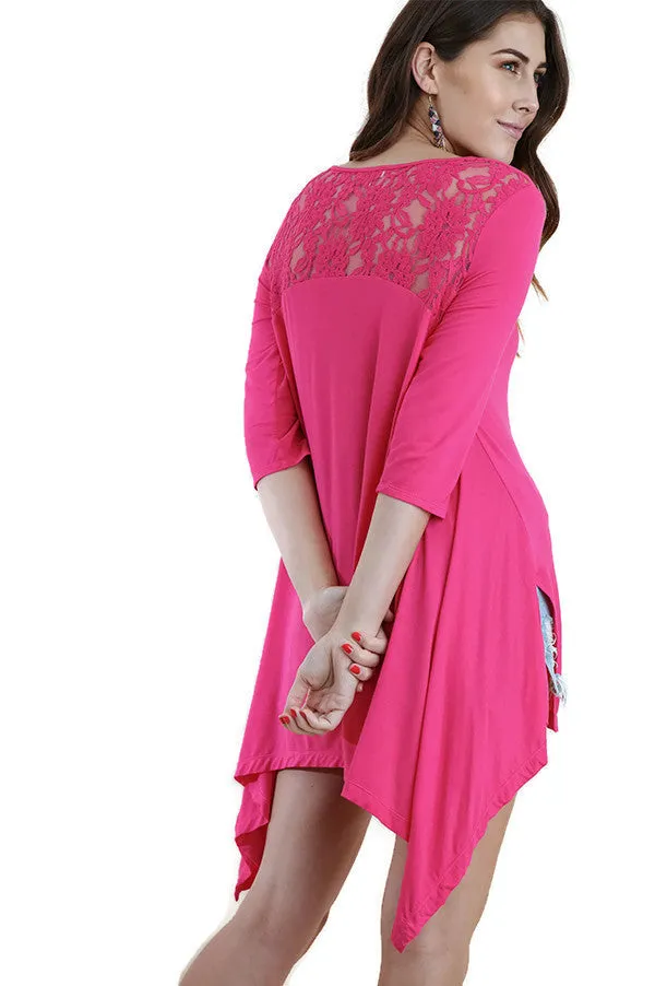 Lace & Cutout Tunic, Pink