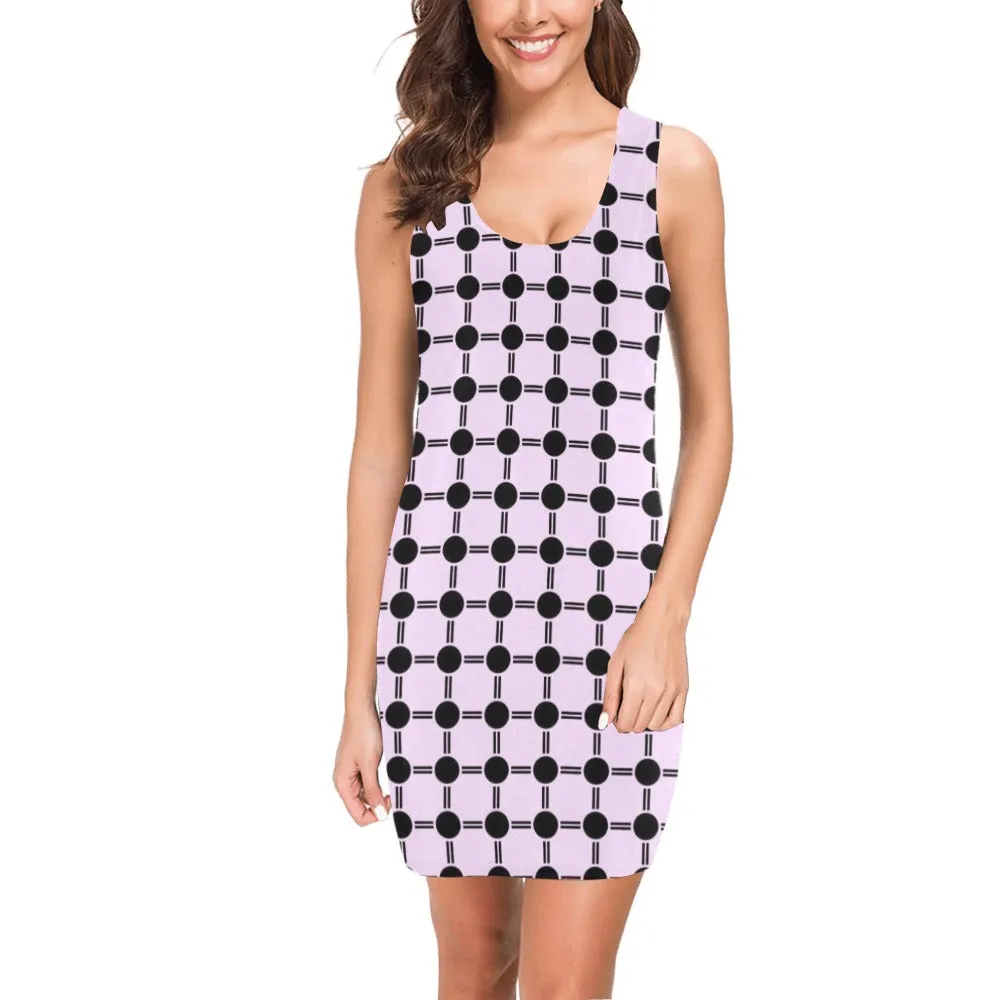 lav dot dash print Medea Vest Dress (Model D06)