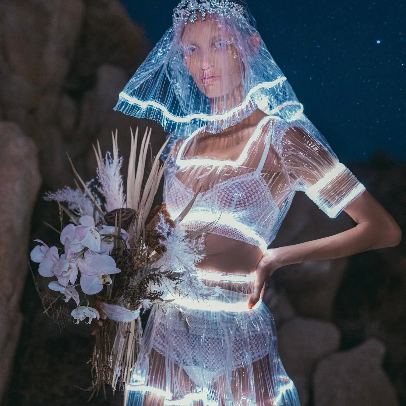 LED Transparent Bridal Gown