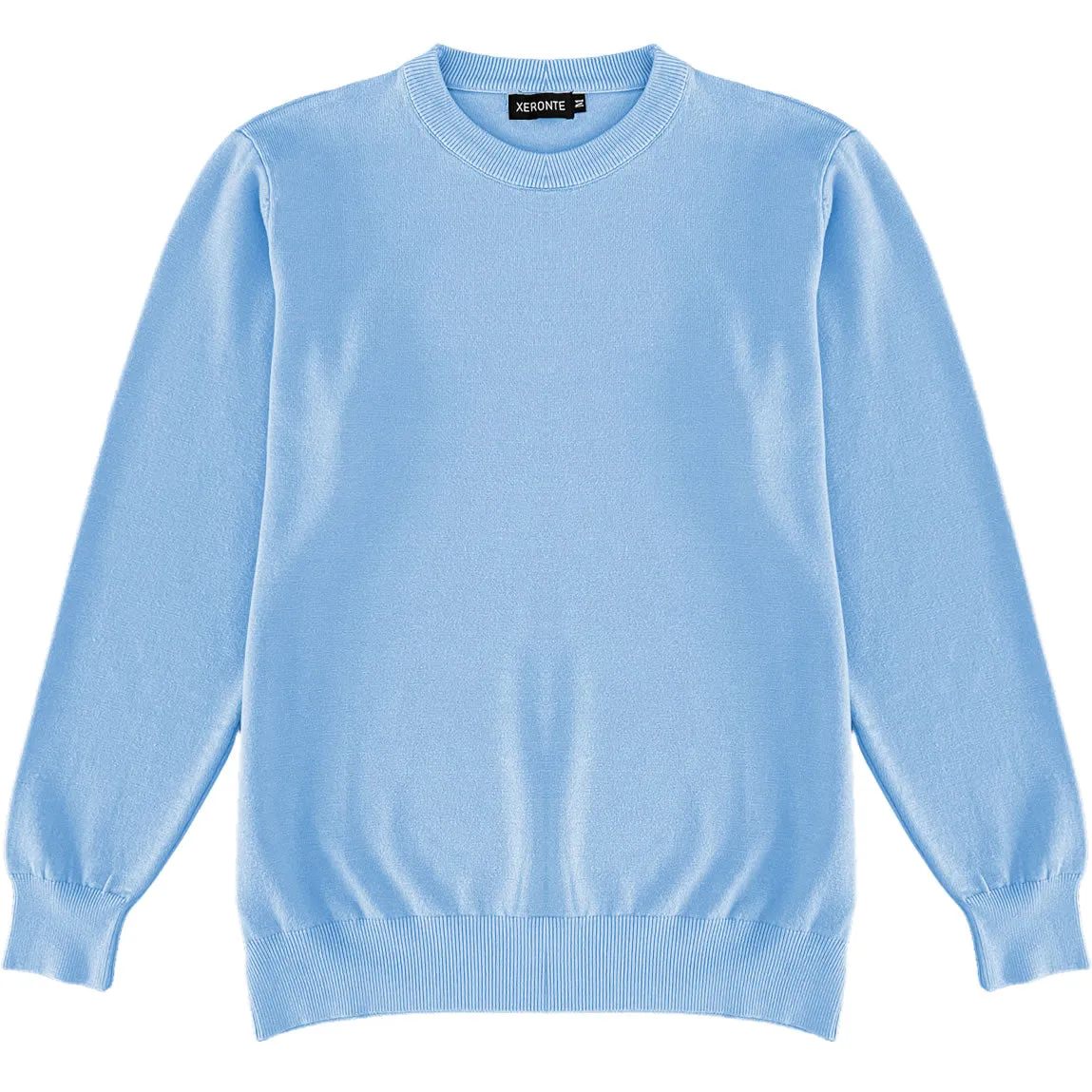 Light Baby Blue Mens Knit Classic Crew Neck Sweater