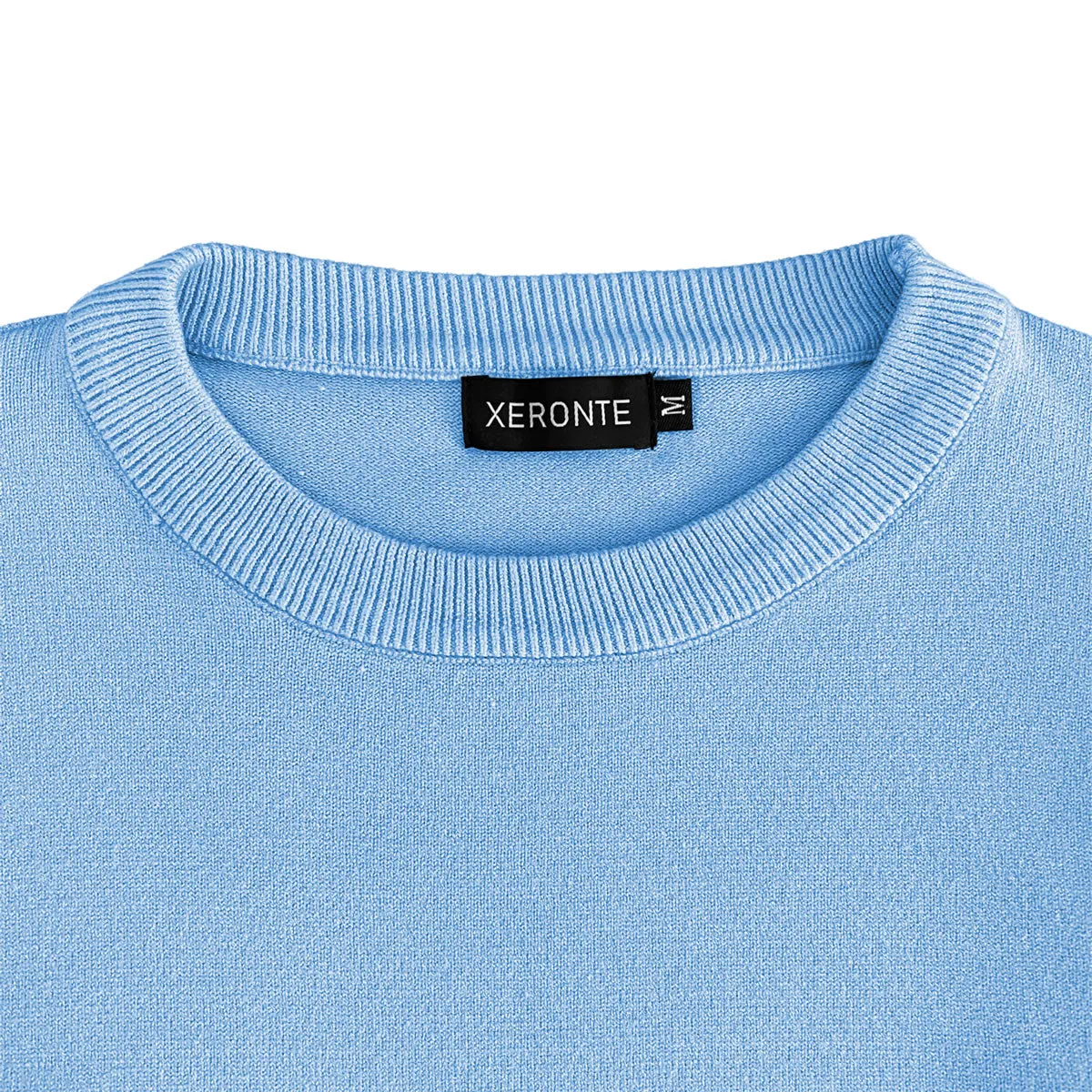 Light Baby Blue Mens Knit Classic Crew Neck Sweater