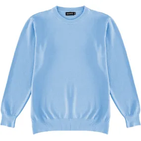 Light Baby Blue Mens Knit Classic Crew Neck Sweater