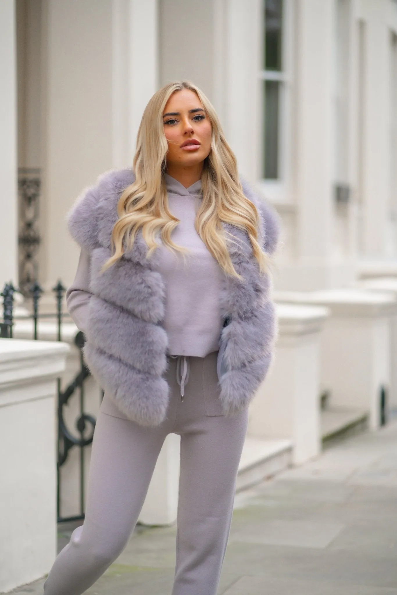 Light Grey Premium Faux Fur Gilet