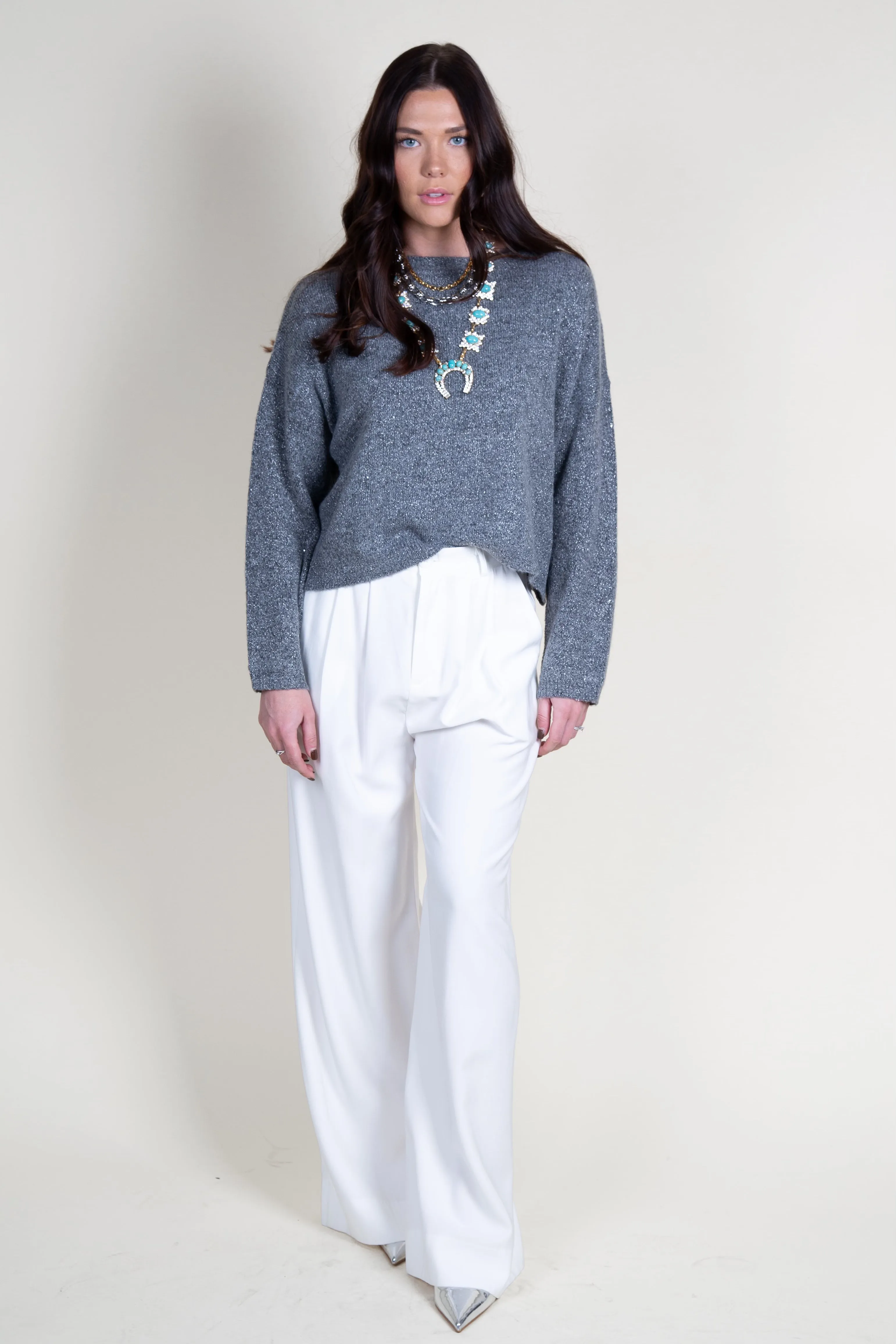 LNA | Sheye Sparkle Sweater - Grey