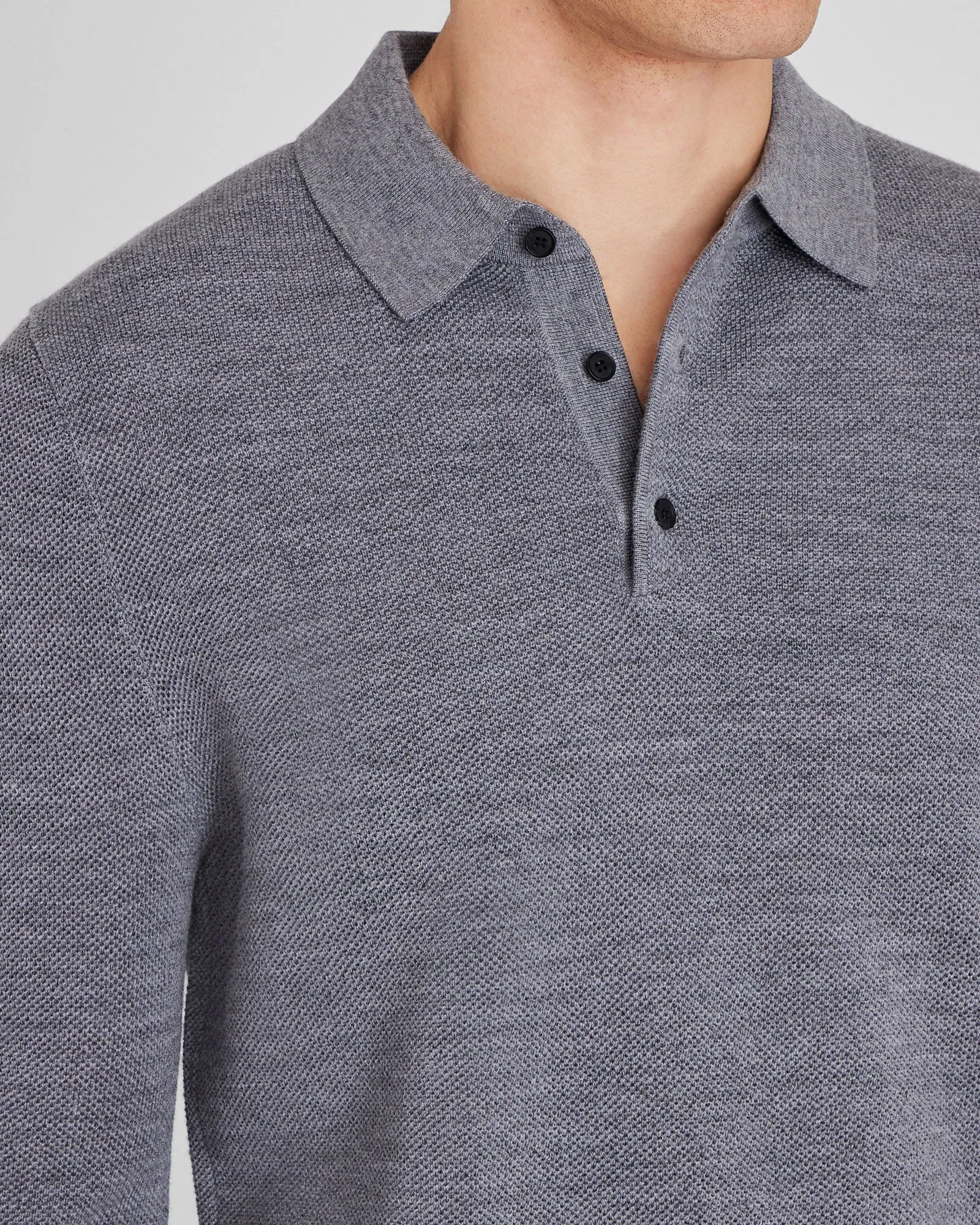 Long-Sleeve Stitch Wool Polo