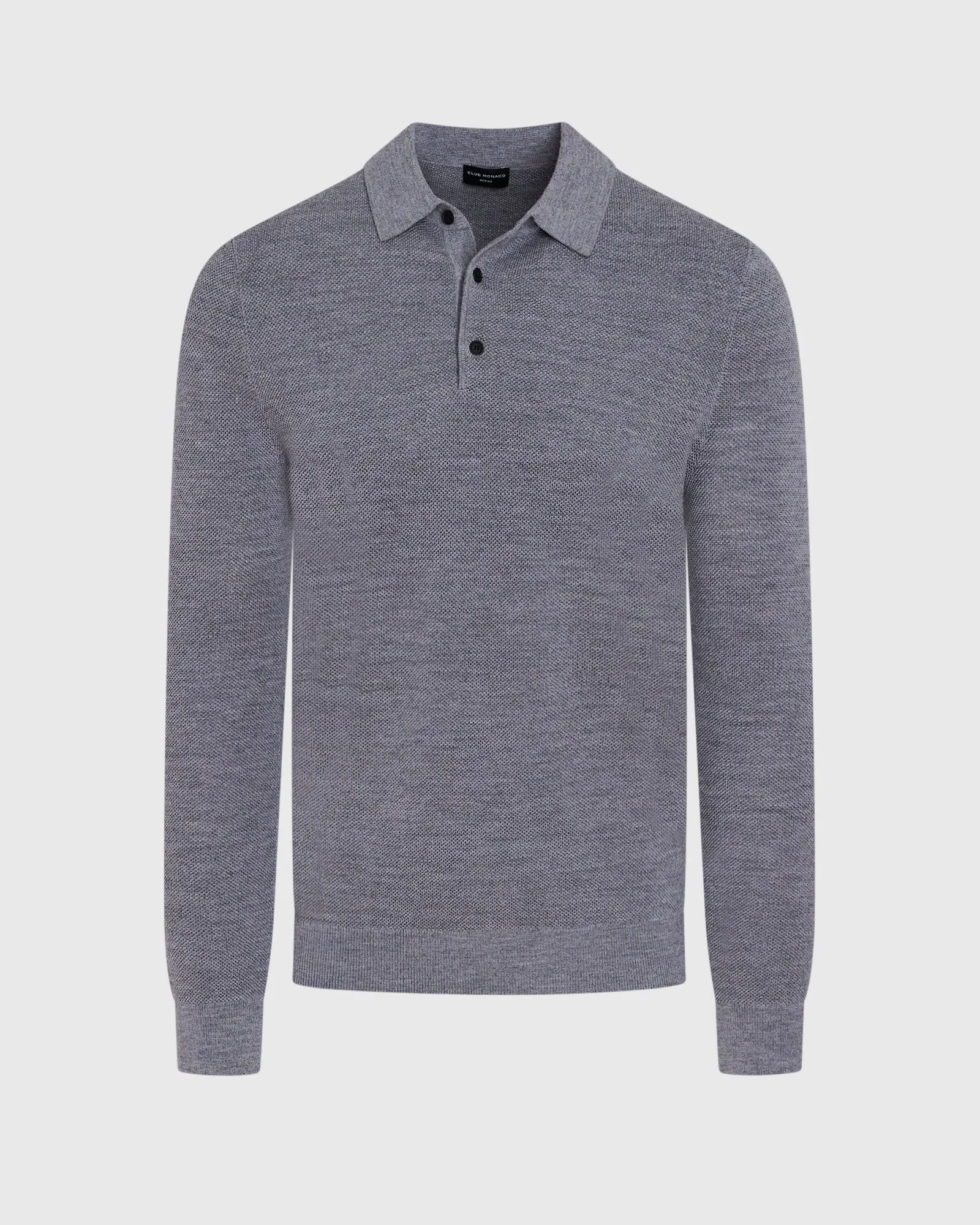 Long-Sleeve Stitch Wool Polo