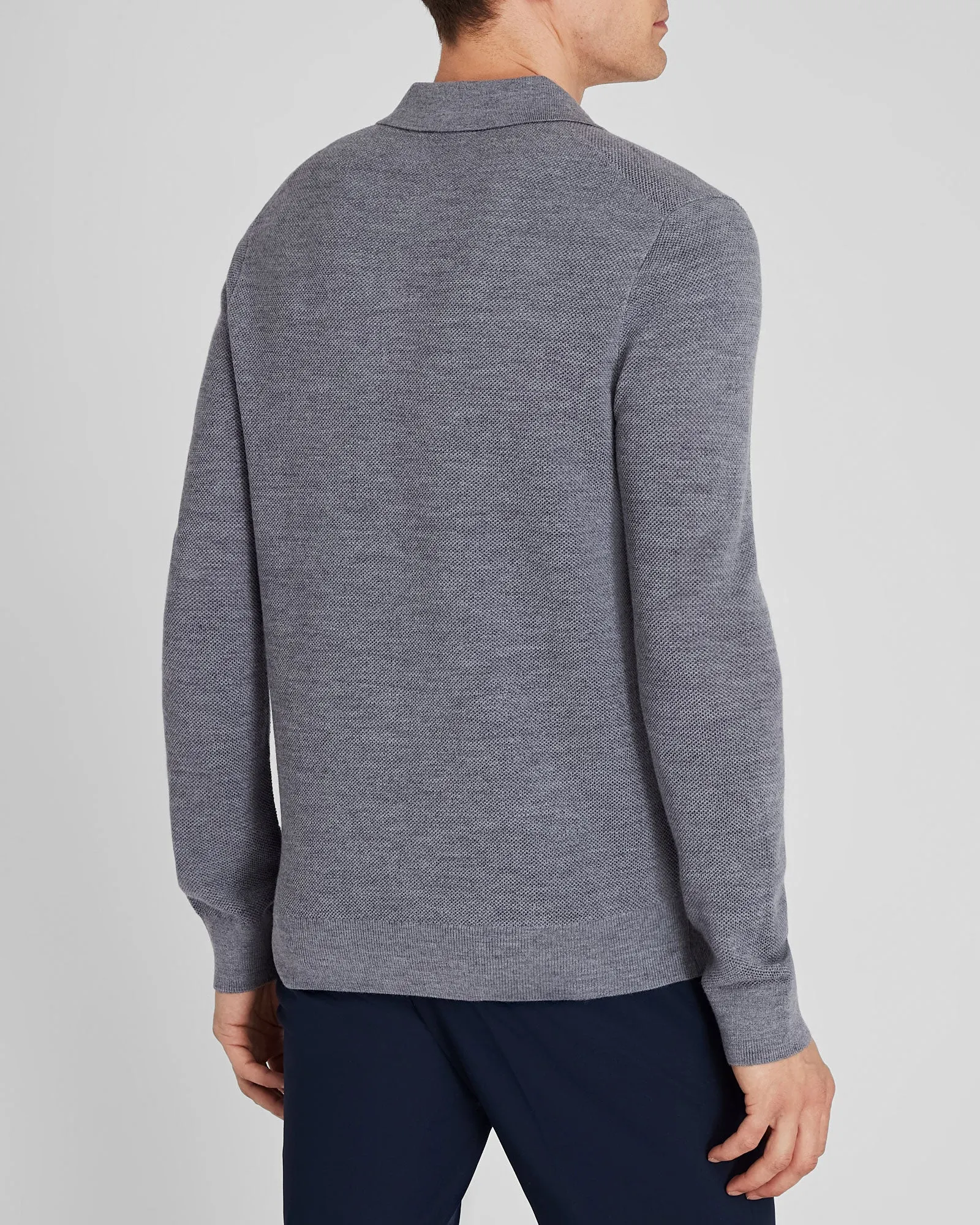 Long-Sleeve Stitch Wool Polo