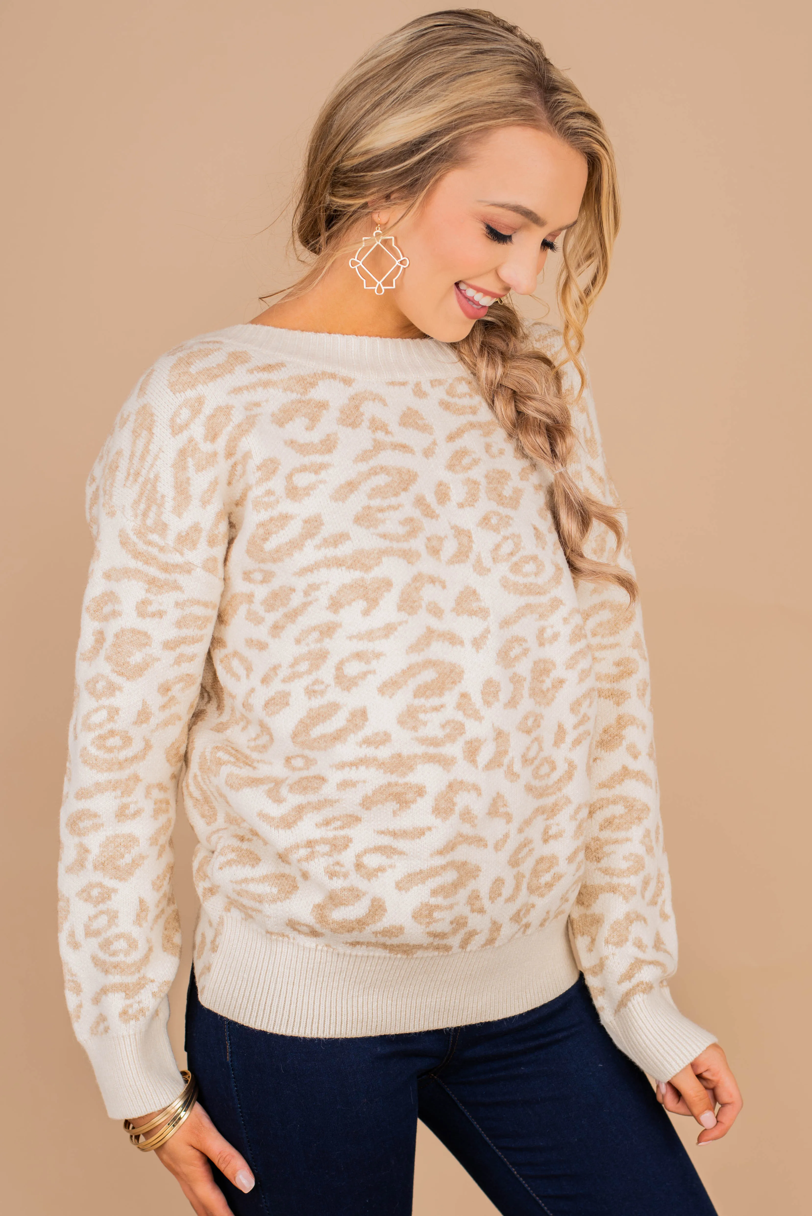 Look at You Cream White Leopard Sweater