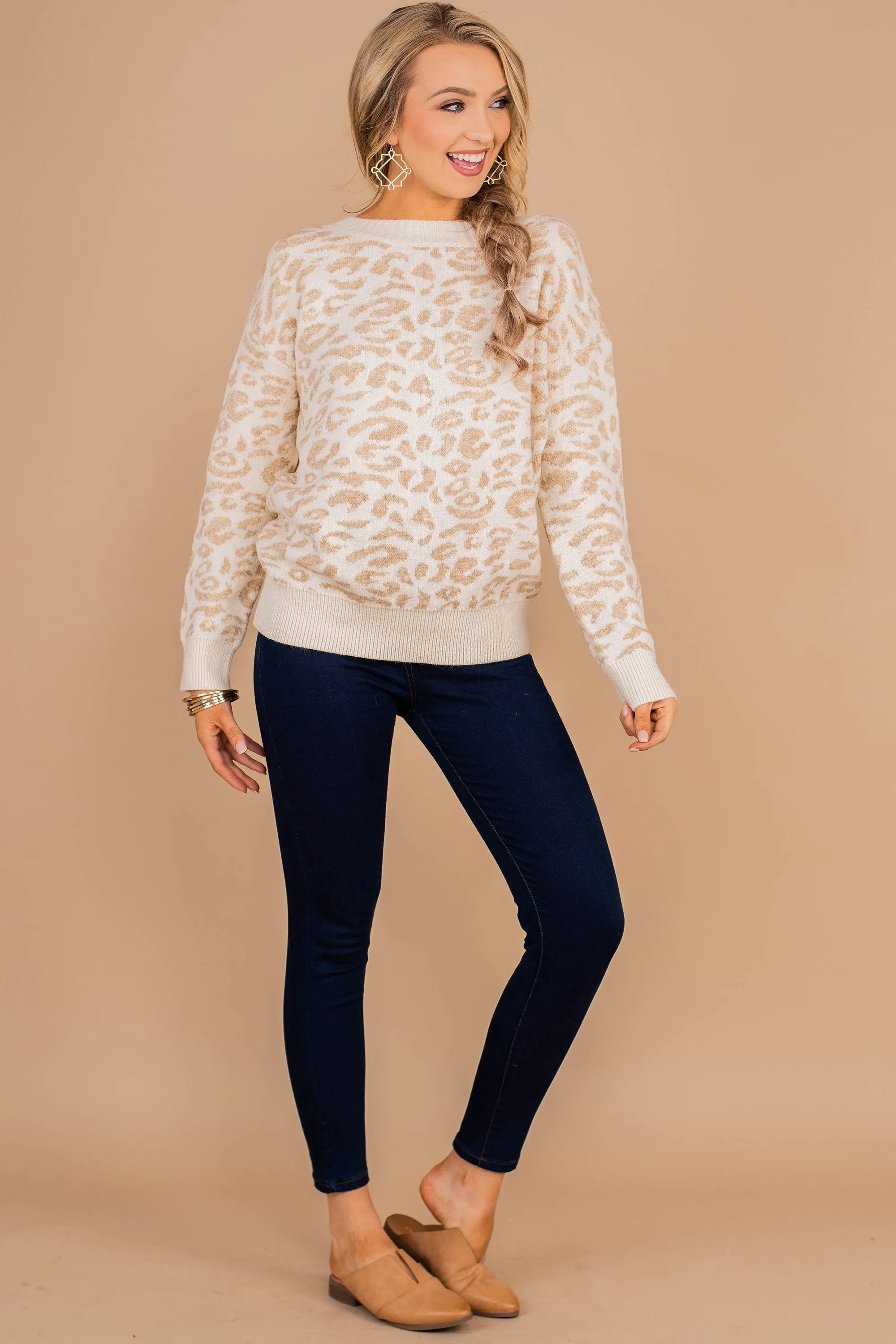 Look at You Cream White Leopard Sweater