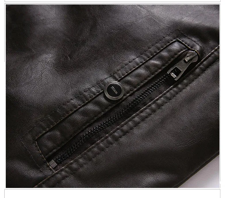 MaiDangDi Winter Men's Washed Leather Jacket European and American Casual Thickened Men's Coat Men's Thick Leather Jacket