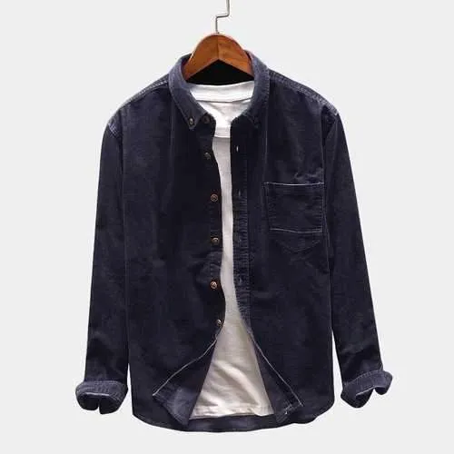 Men Casual Corduroy Loose Coat Shirts