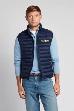 Mens Lightweight Quilted Tape Gilet in Navy Blue