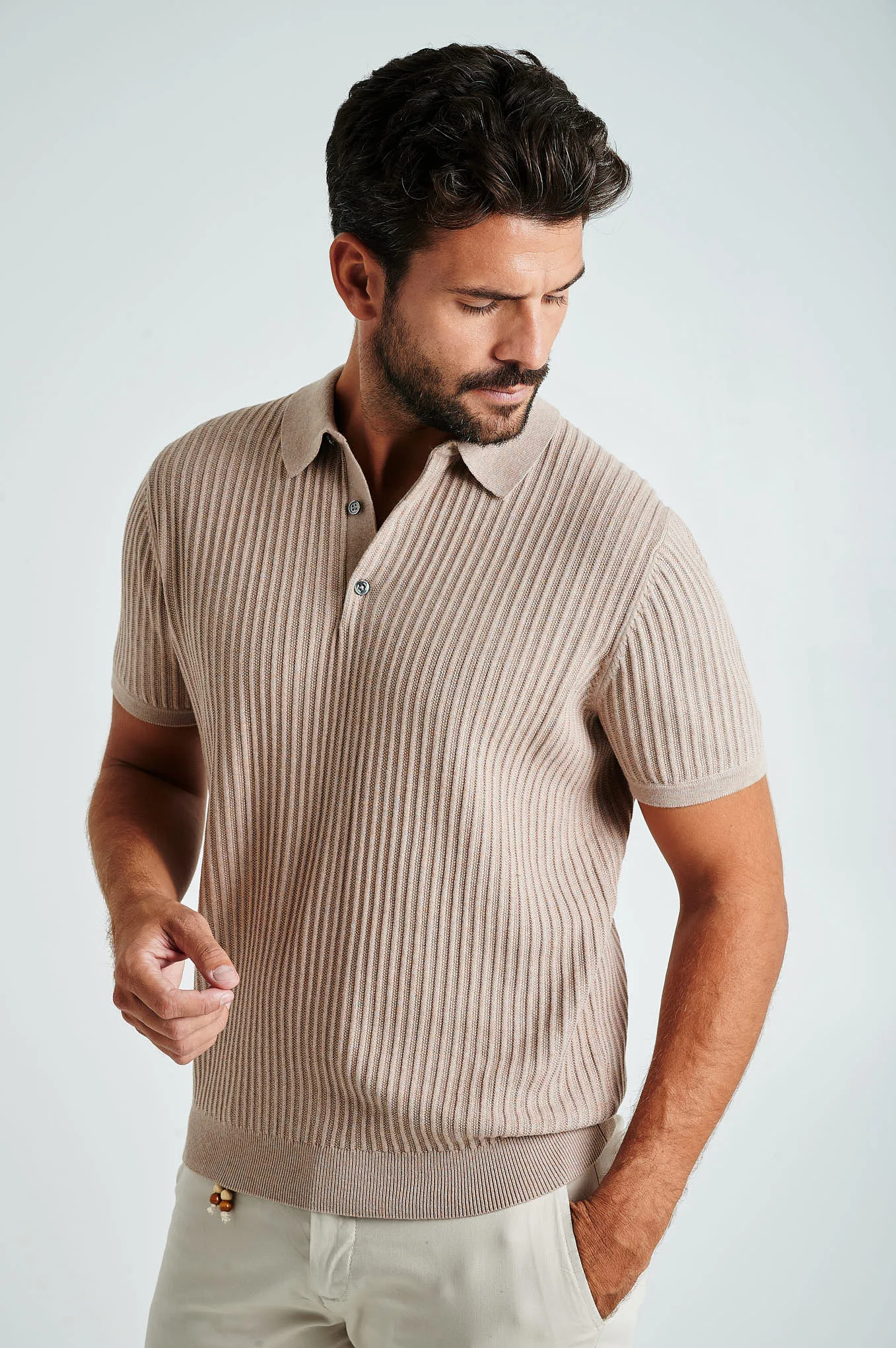 Men's short sleeve organic cotton polo sweater