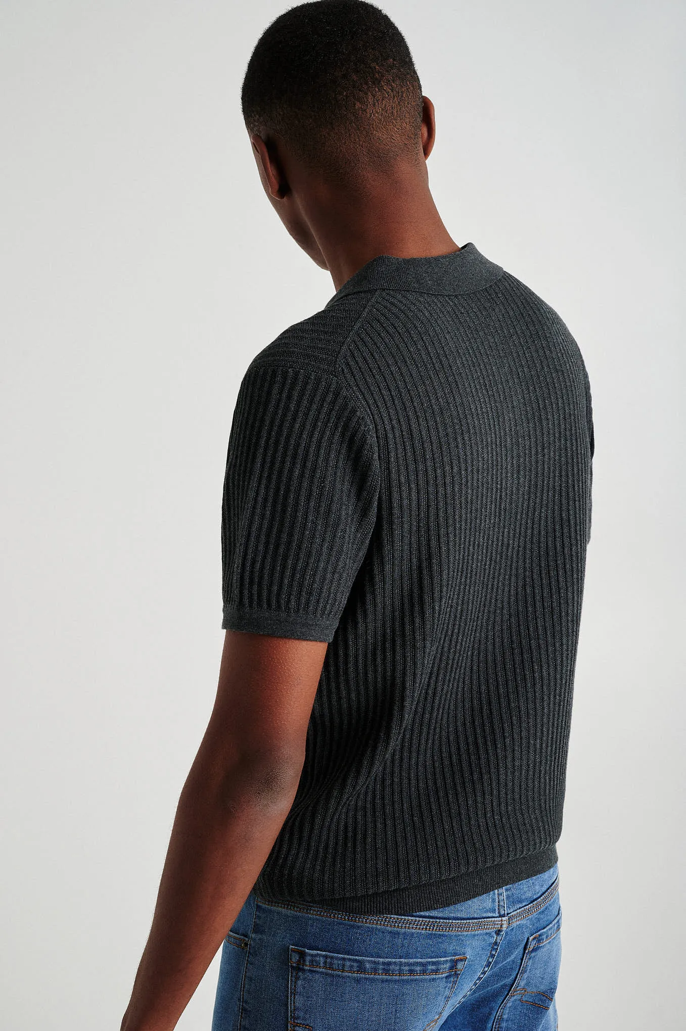 Men's short sleeve organic cotton polo sweater