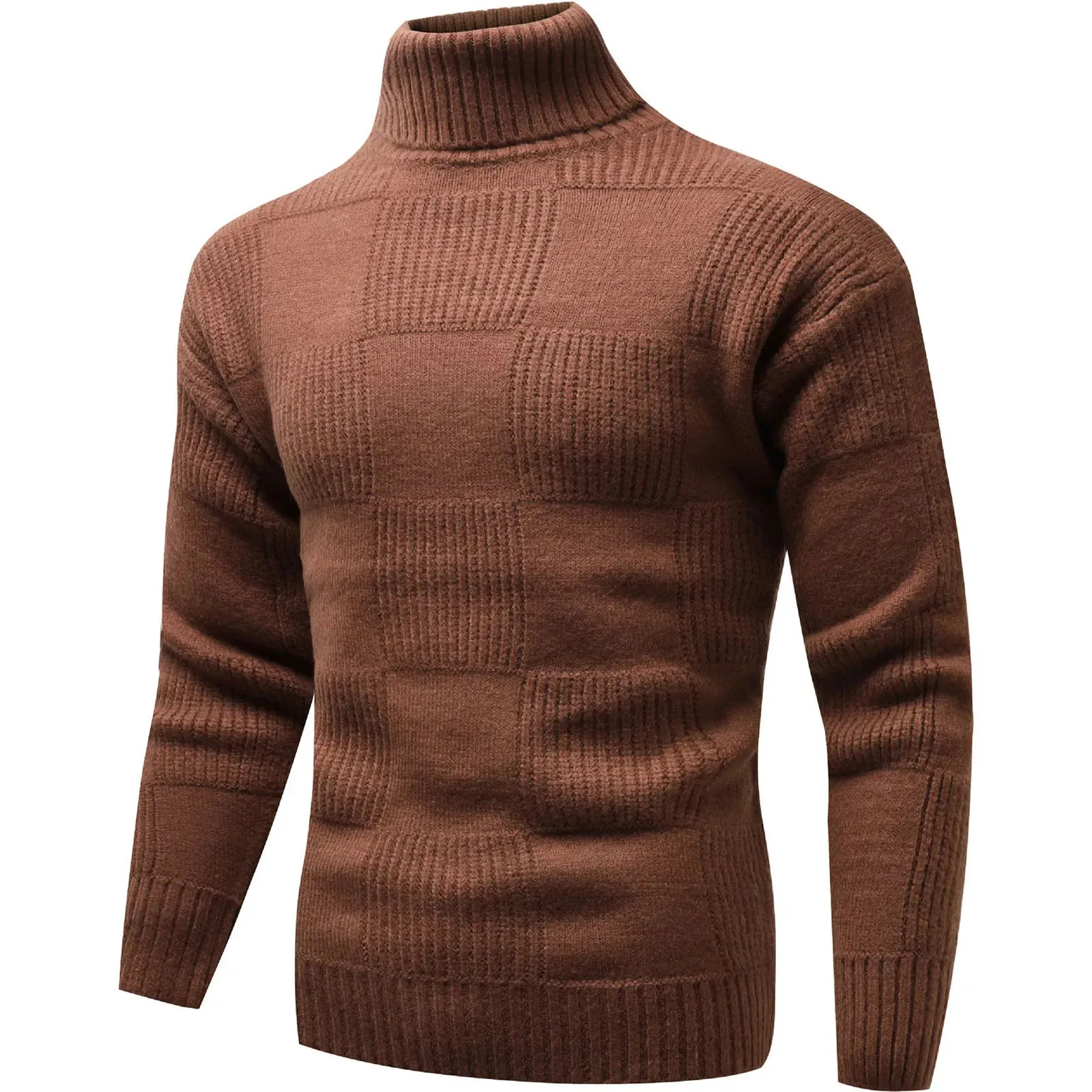 Men's Winter Wool Turtleneck Sweater Fashion Casual Knit Top