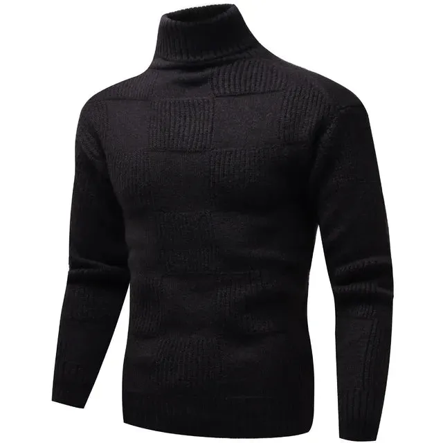 Men's Winter Wool Turtleneck Sweater Fashion Casual Knit Top