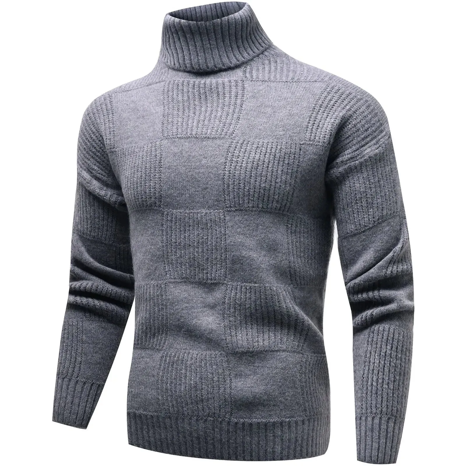 Men's Winter Wool Turtleneck Sweater Fashion Casual Knit Top