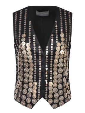 Mikado Embroidered Black-Gold Vest