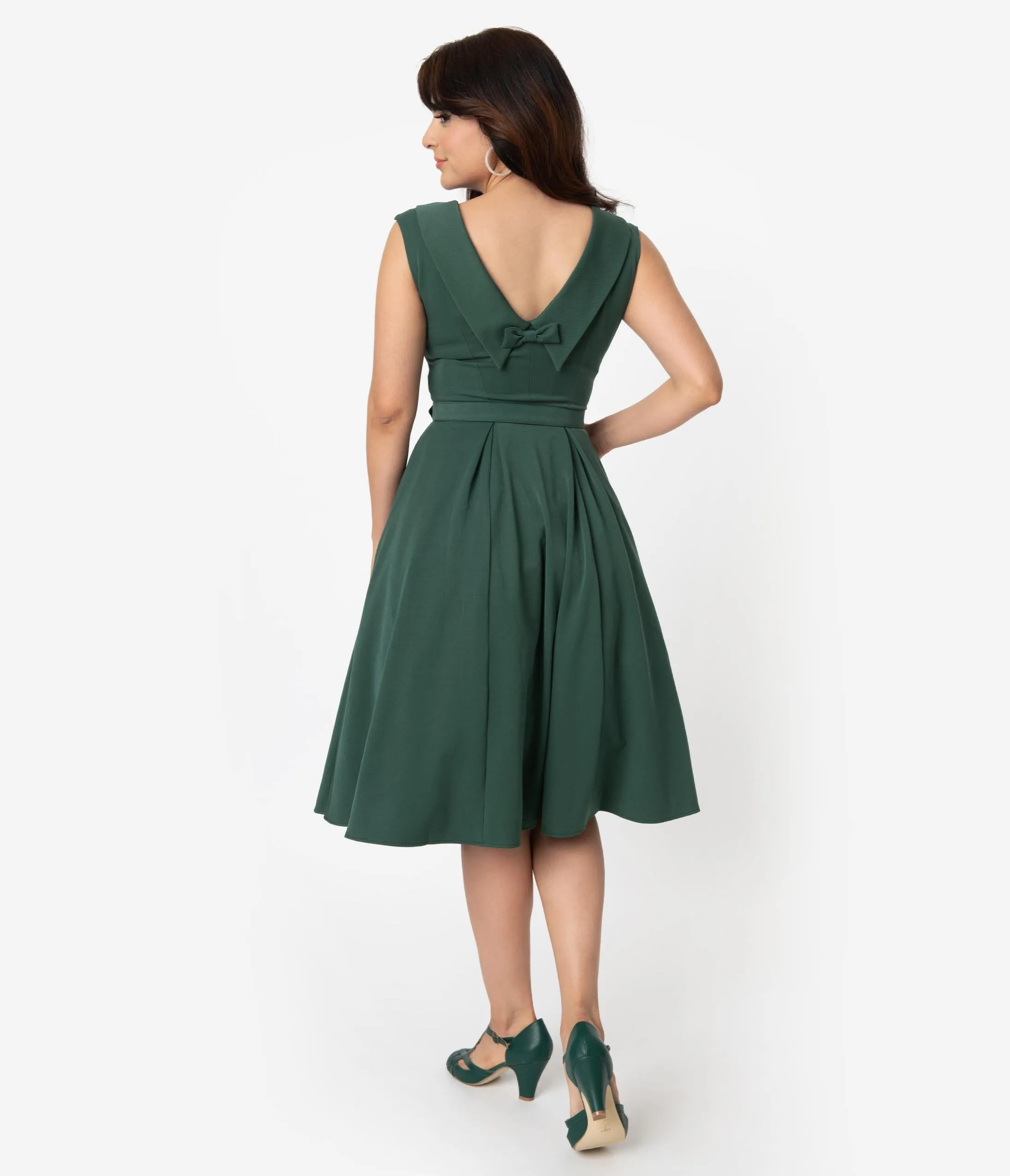 Miss Candyfloss 1950s Style Emerald Green Arista Swing Dress