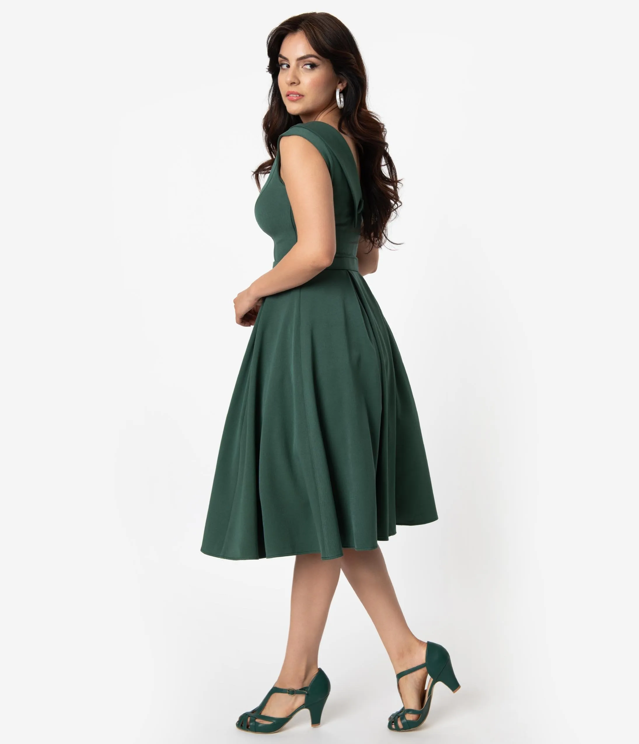 Miss Candyfloss 1950s Style Emerald Green Arista Swing Dress