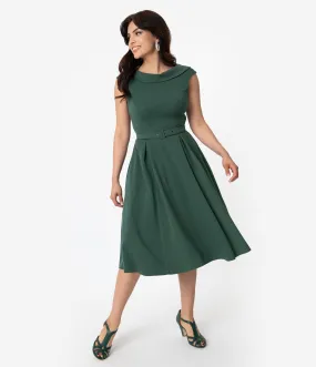 Miss Candyfloss 1950s Style Emerald Green Arista Swing Dress