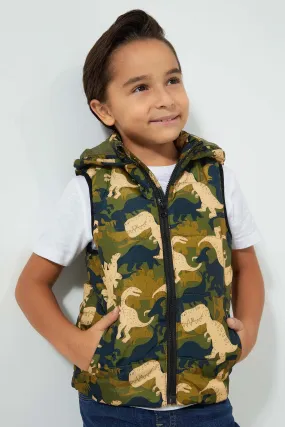 Multicolour Hooded Dino Gilet