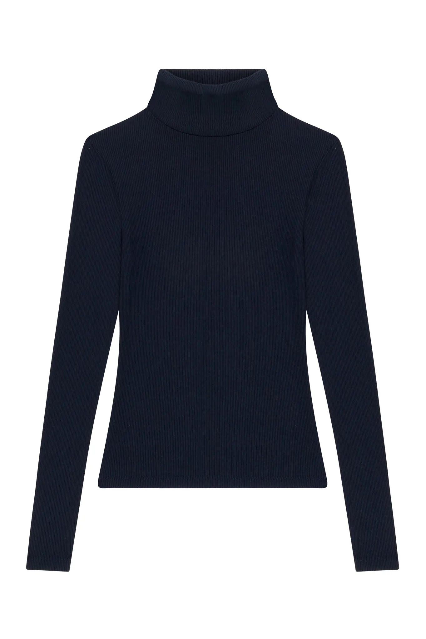 Navy Rib Long Sleeve Turtleneck