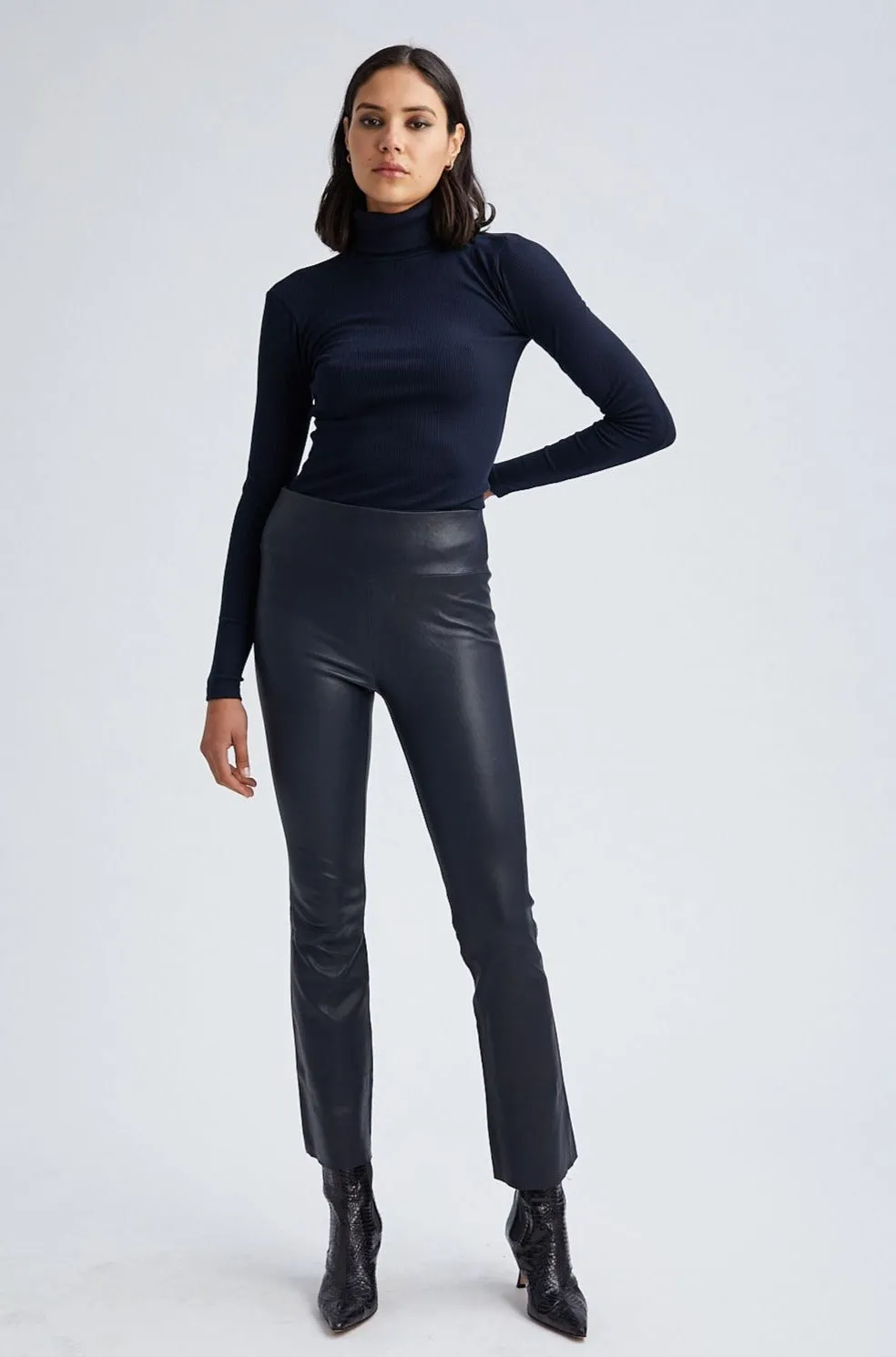 Navy Rib Long Sleeve Turtleneck