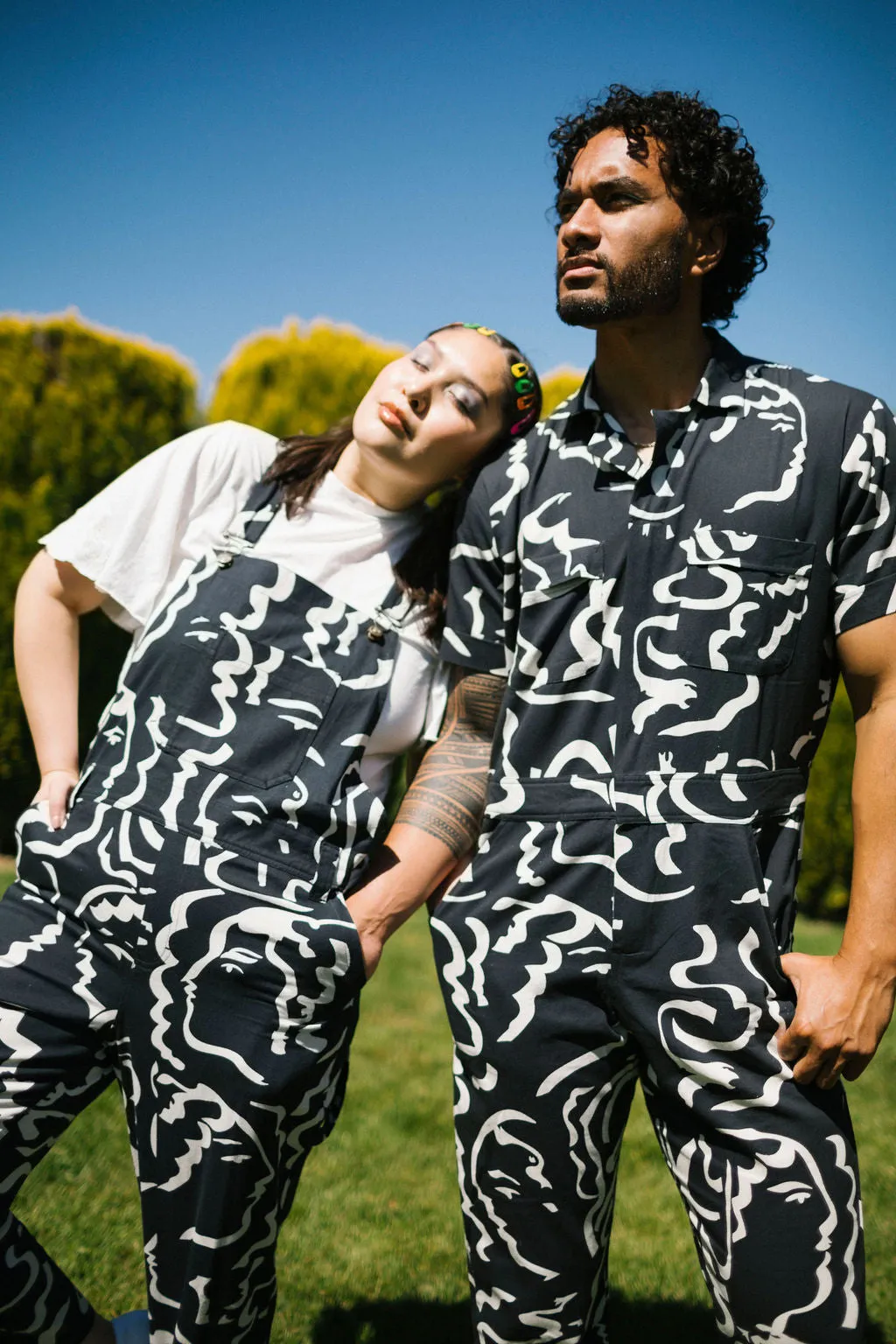 New! Midnight Faces | Printed jumpsuit | Boiler-suit | Romper |Black Jumpsuit