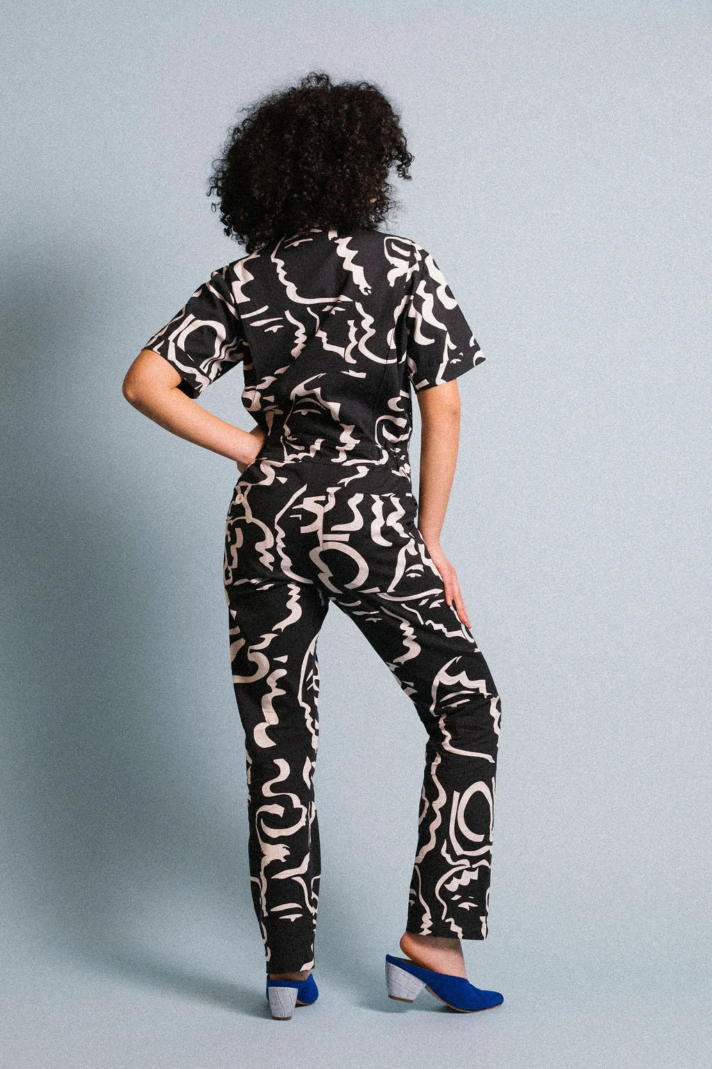 New! Midnight Faces | Printed jumpsuit | Boiler-suit | Romper |Black Jumpsuit