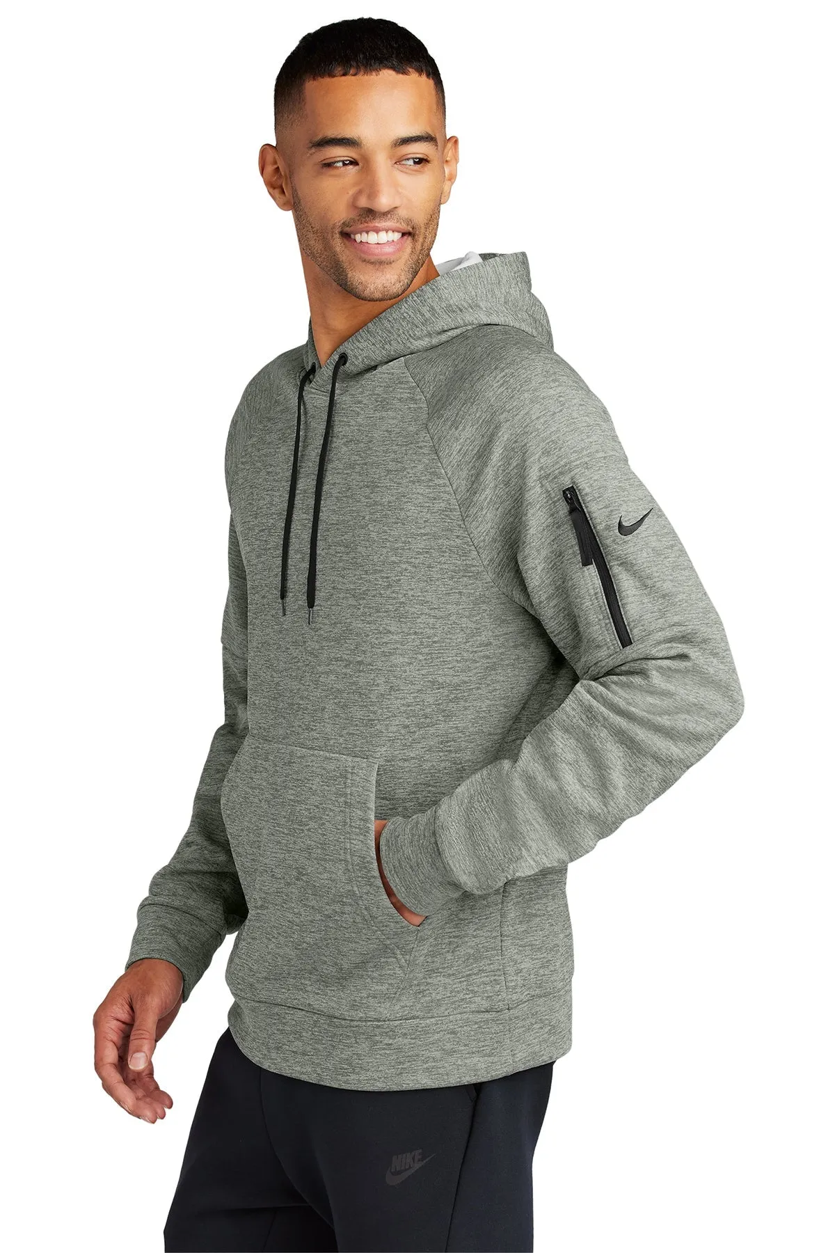 Nike Therma-FIT Pocket Pullover Branded Hoodies, Dark Grey Heather